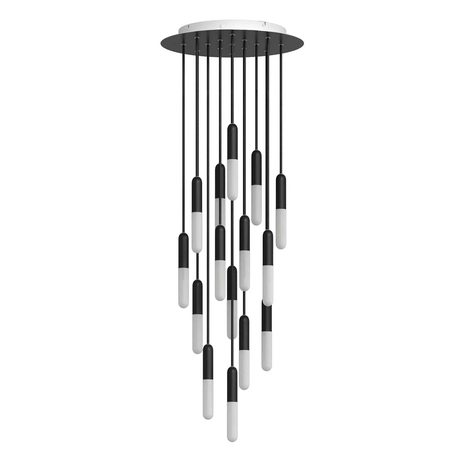 15-fach-Pendellampe komplett mit P-Light und Rose-One 400 mm – Schwarz