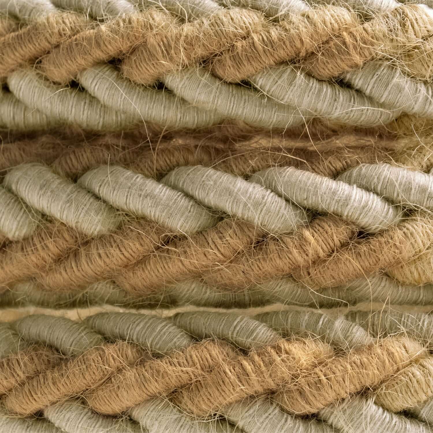 Zweifach geflochtenes 2XL-Kabel aus Jute und natürlichem grauen Leinen, Elektrokabel 2x0,75. Durchmesser 24 mm