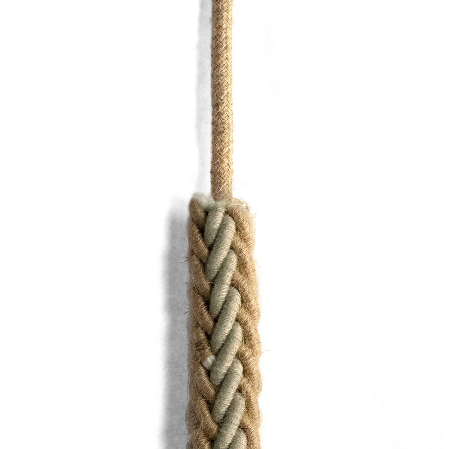 Zweifach geflochtenes 2XL-Kabel aus Jute und natürlichem grauen Leinen, Elektrokabel 2x0,75. Durchmesser 24 mm - Image 3