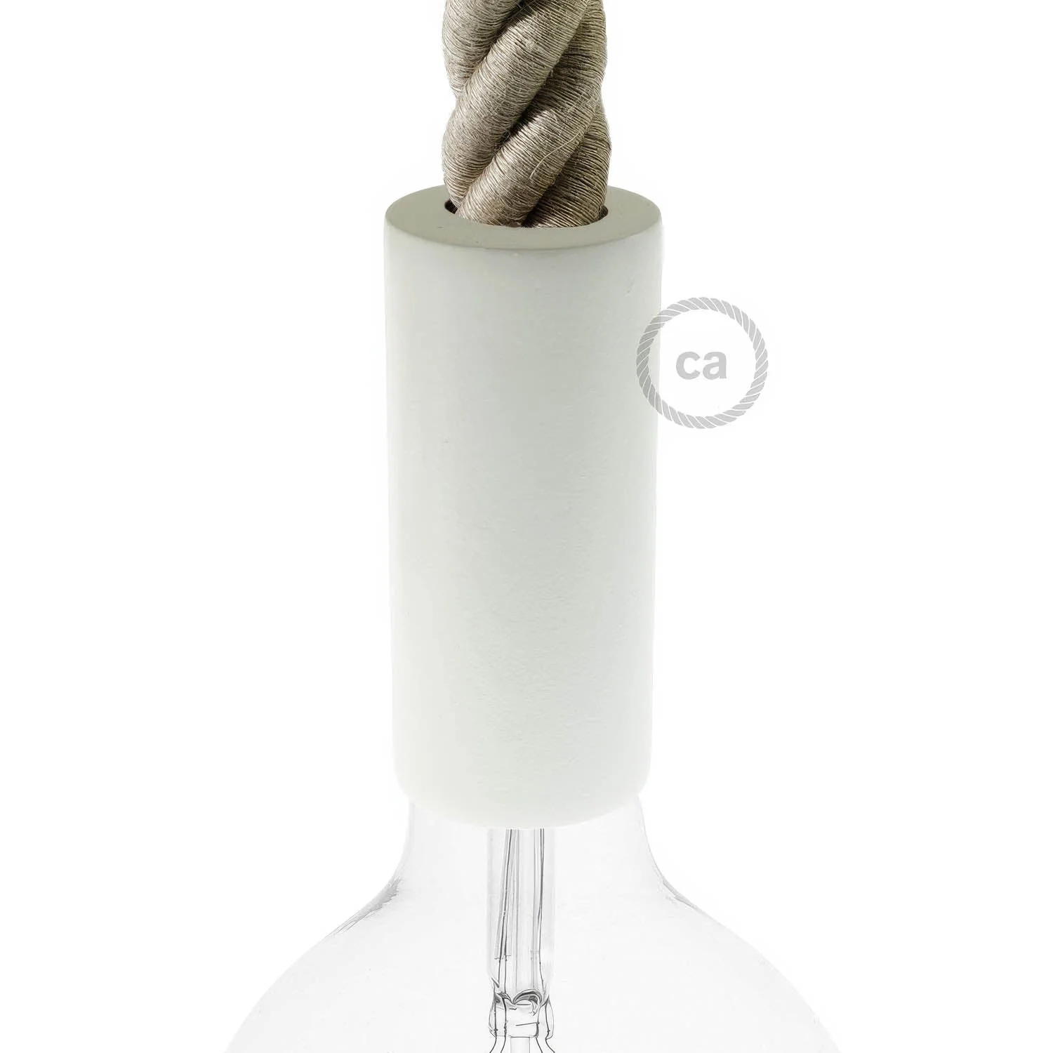 3XL Holzfassung E26 Set für Lampenkabel aus Seil – Weiß