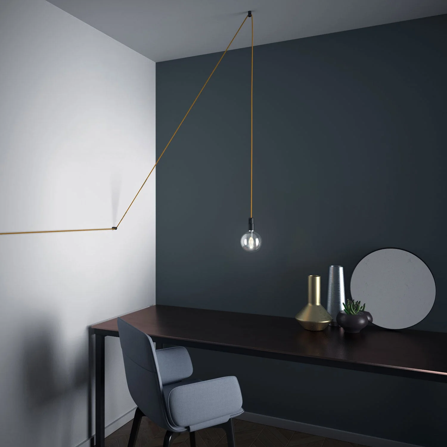 Dezentrator, V-förmiger Haken für textile Stromkabel an Decke oder Wand – Schwarz - Image 2