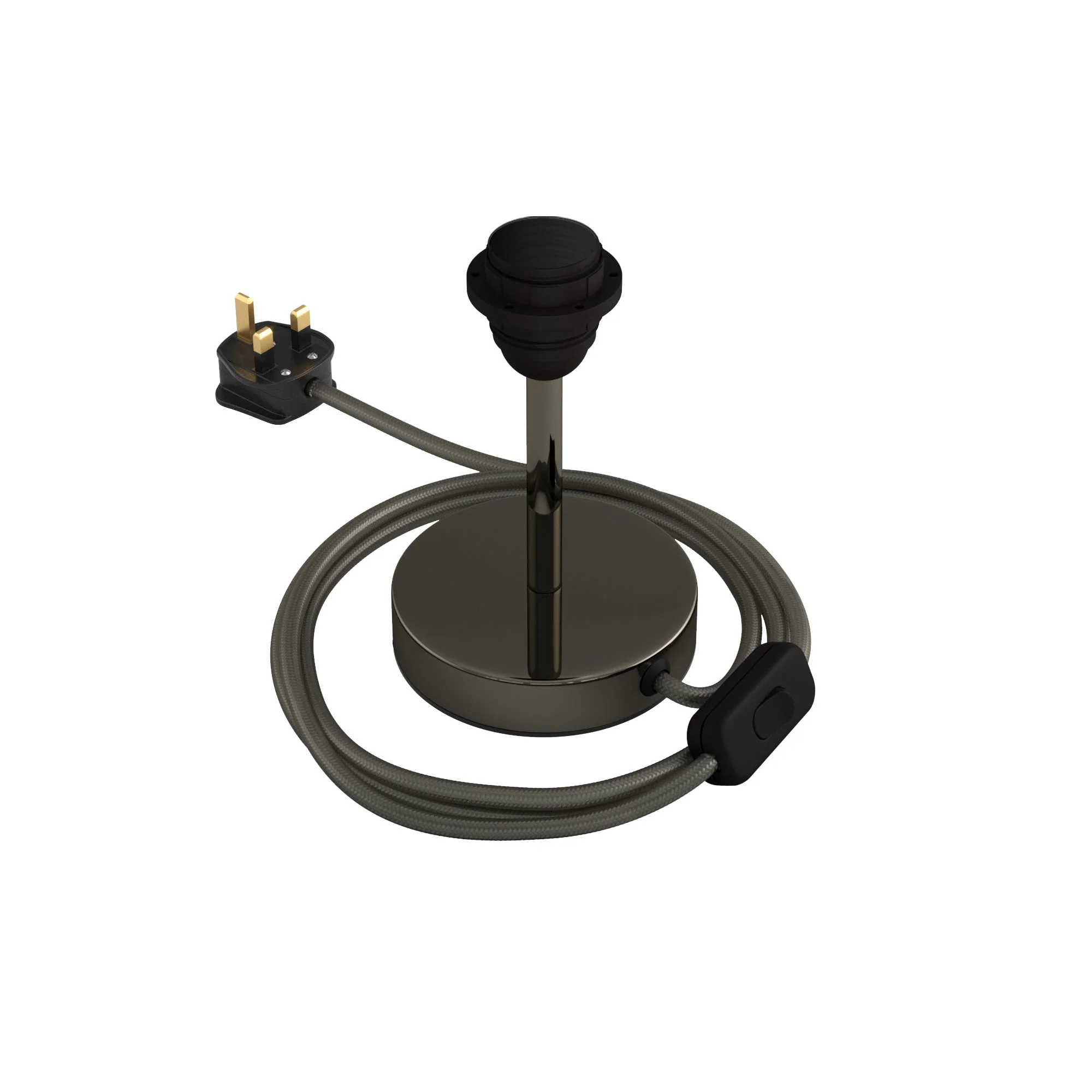 Alzaluce für Lampenschirm – Tischleuchte aus Metall mit UK-Stecker – Perlenschwarz - Image 5