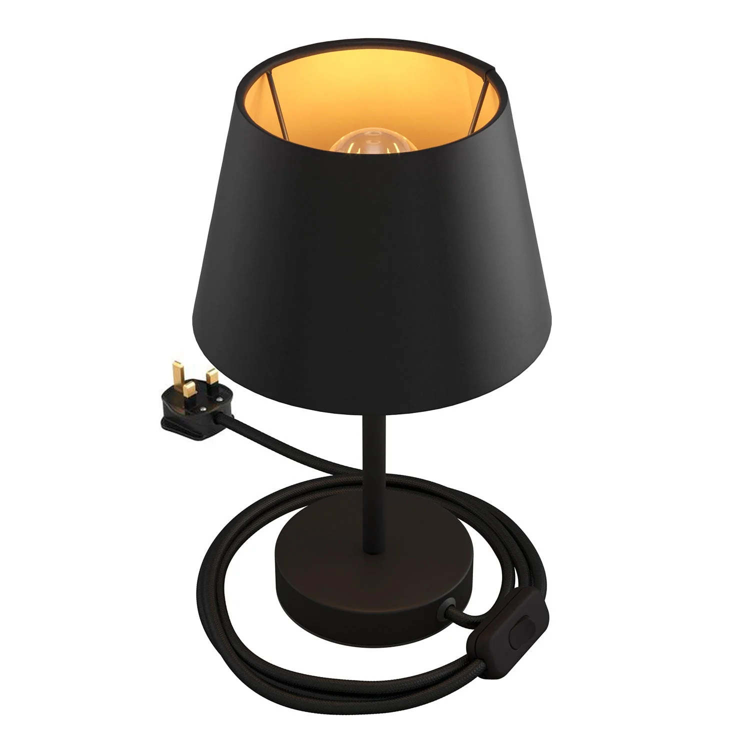 Alzaluce mit Impero-Lampenschirm, Tischlampe aus Metall mit UK-Stecker – Cinette schwarz - Image 5