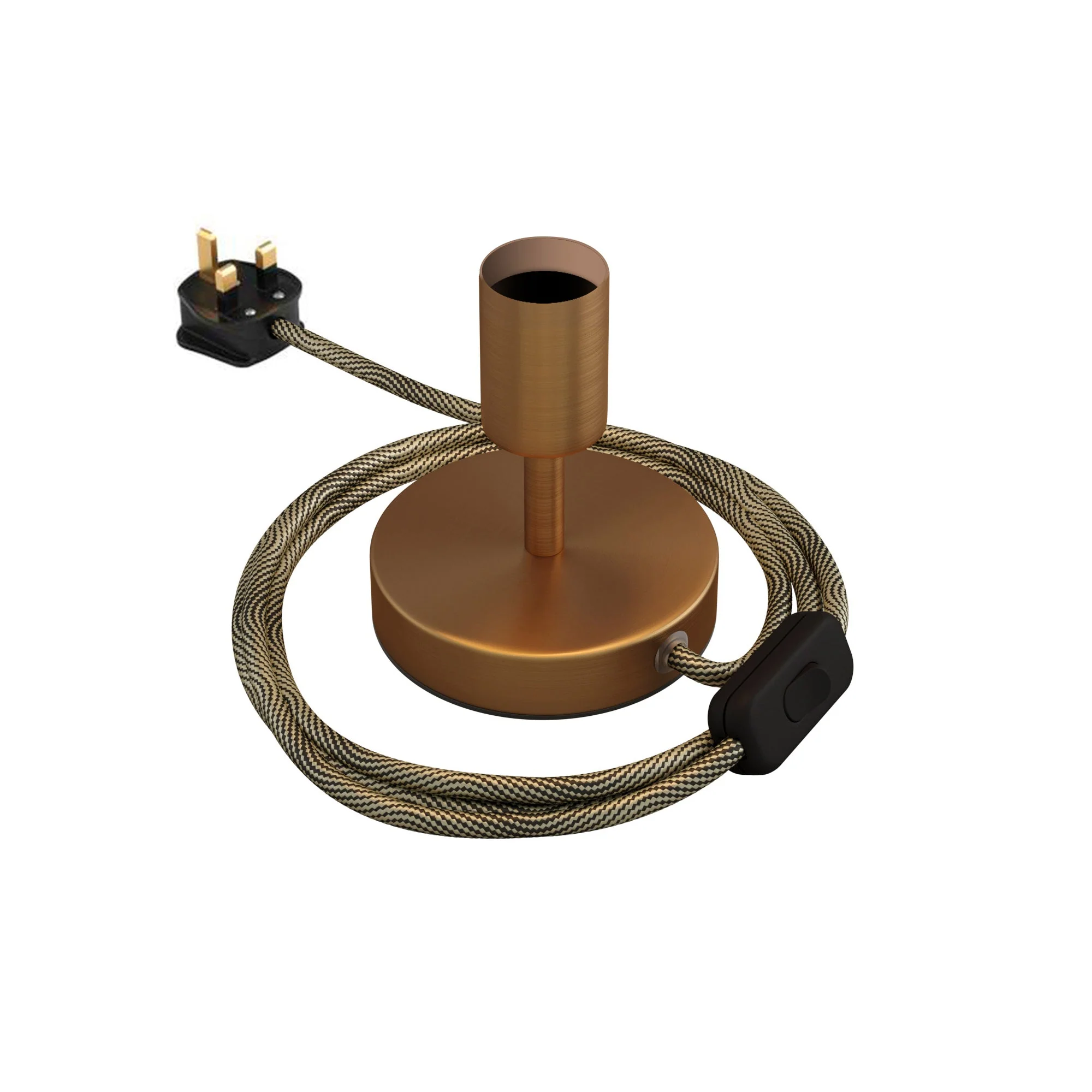 Alzaluce – Tischleuchte aus Metall mit UK-Stecker – Satiniertes Bronze