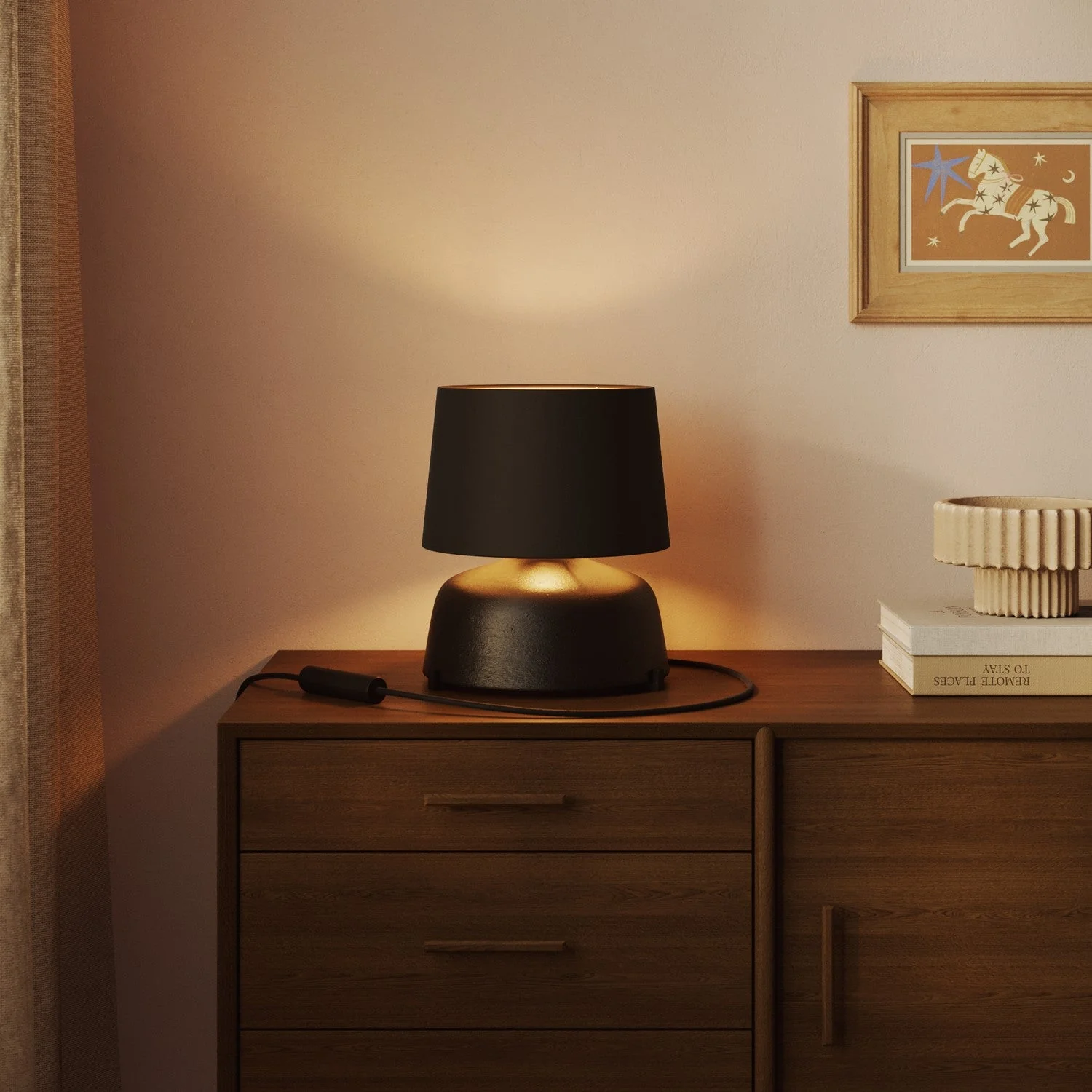 Athena-Schirm mit E27-Fassung für Tischlampe - Made in Italy - Cinette Schwarz innen Gold - Image 2
