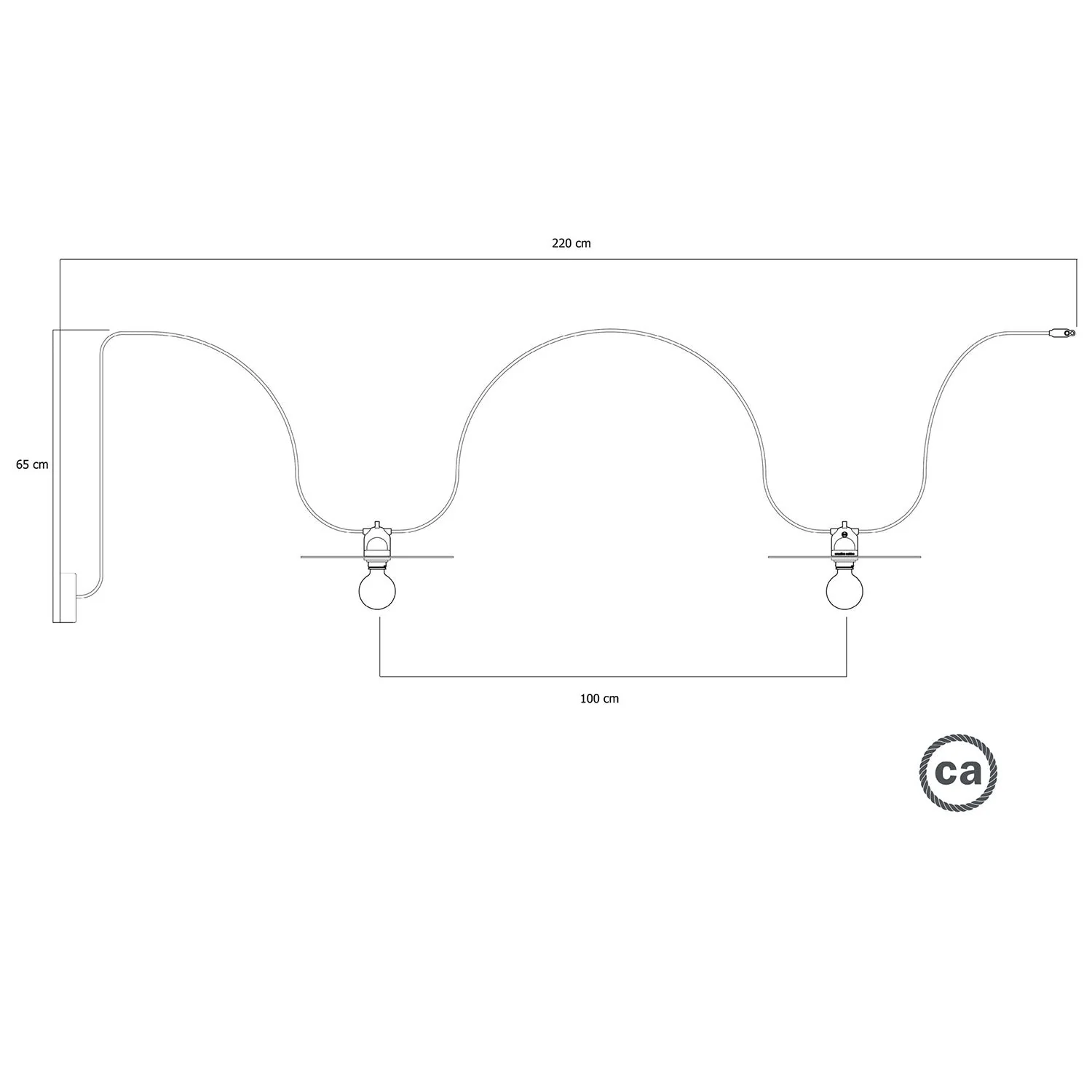 Catenaria Modulair für den Außenbereich IP65 mit 2 Lampenschirmen und Baldachin - Weiß - Image 5