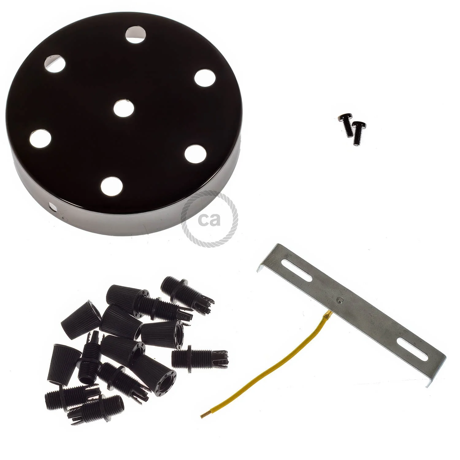 Zylindrisches Lampenbaldachin-Set aus Metall mit 7 Löchern – Perlschwarz - Image 3