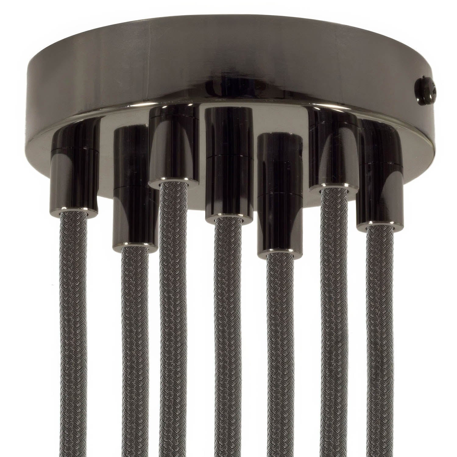 Zylindrisches Lampenbaldachin-Set aus Metall mit 7 Löchern – Perlschwarz - Image 6