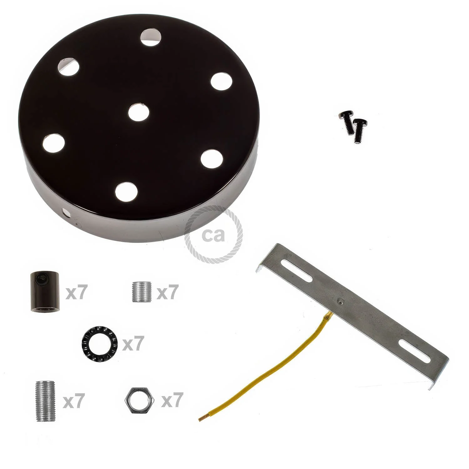 Zylindrisches Lampenbaldachin-Set aus Metall mit 7 Löchern – Perlschwarz - Image 8