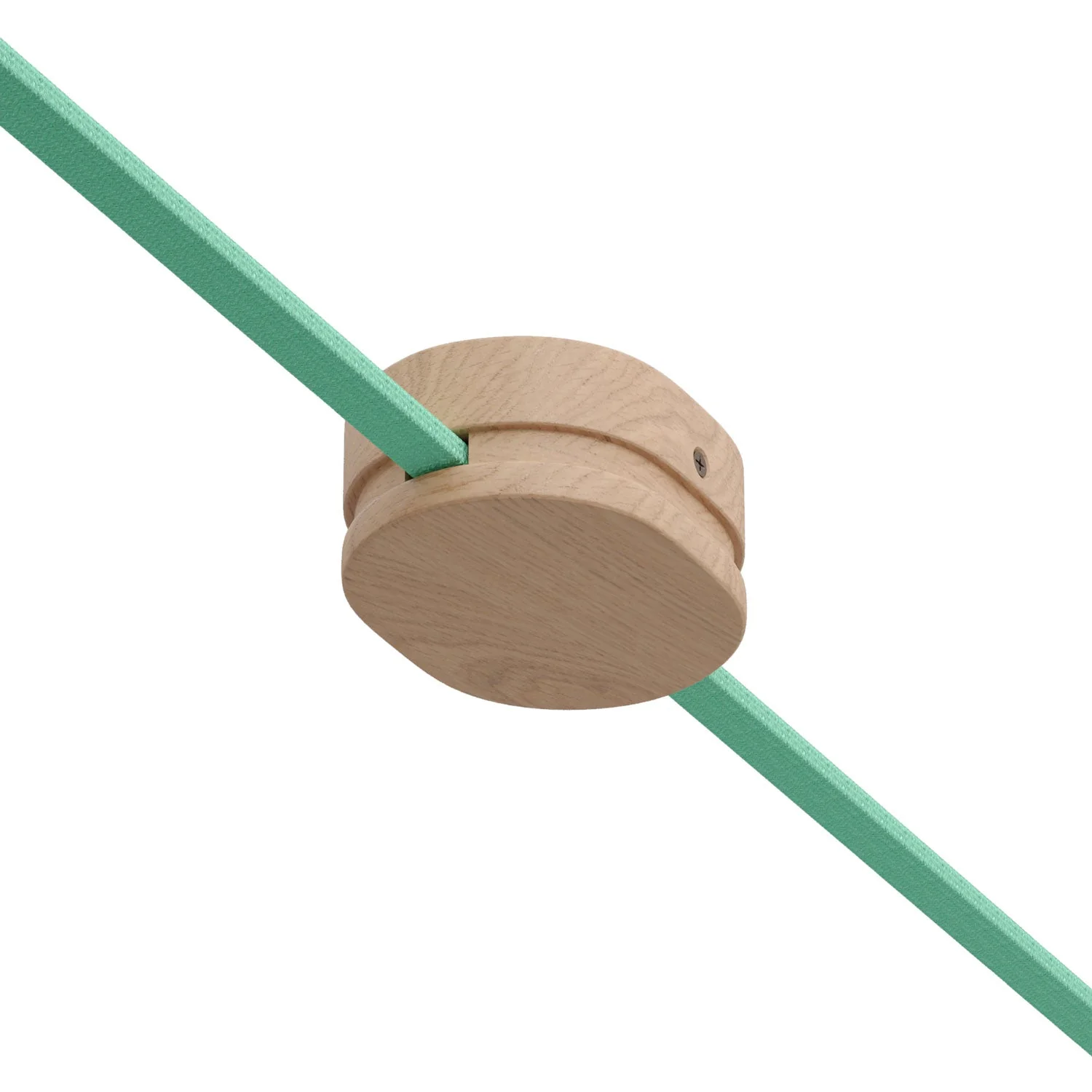 Ovale Rosette aus Holz mit 2 seitlichen Löchern für Lichterkettenkabel und Filé-System. Made in Italy – Naturell