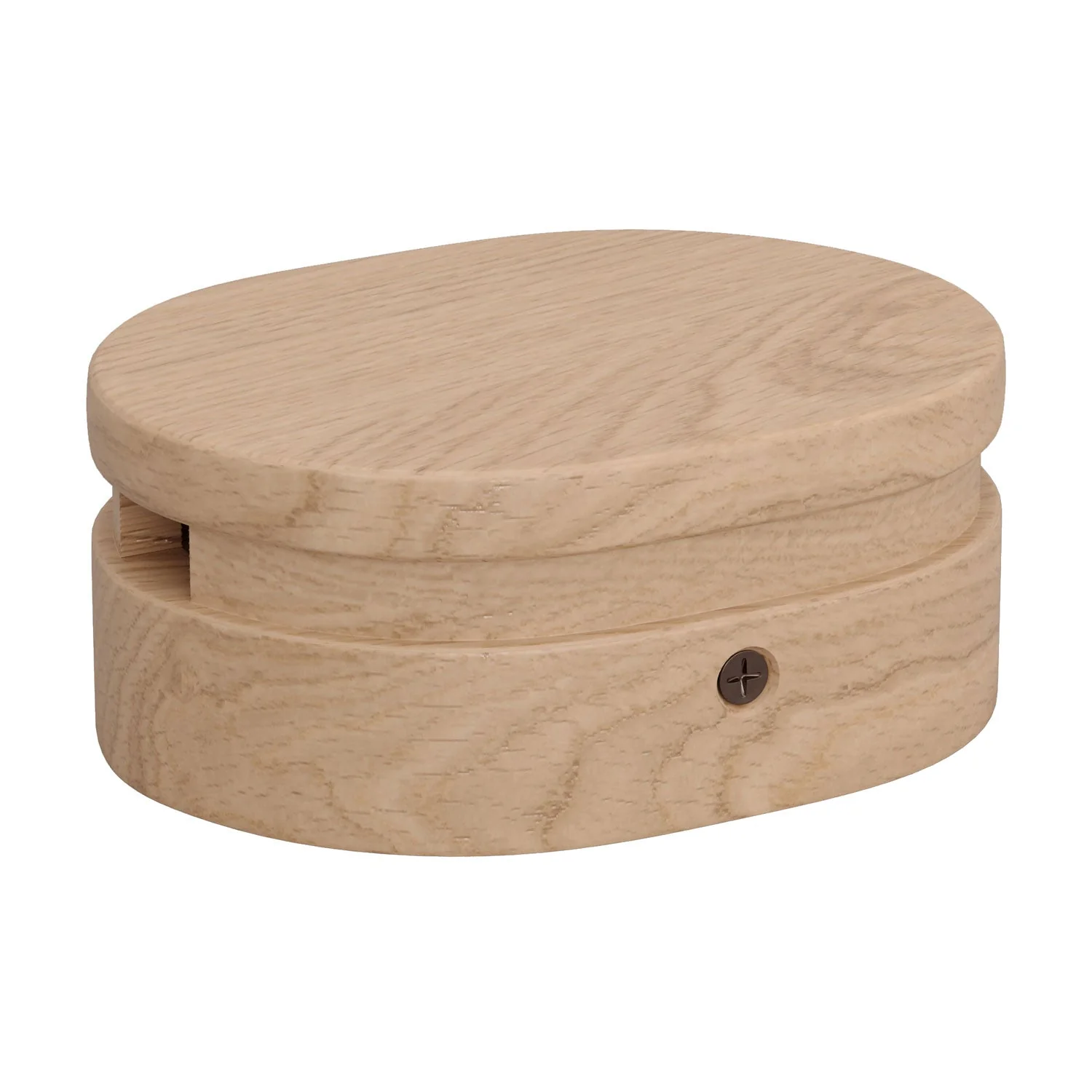 Ovale Rosette aus Holz mit 2 seitlichen Löchern für Lichterkettenkabel und Filé-System. Made in Italy – Naturell - Image 2