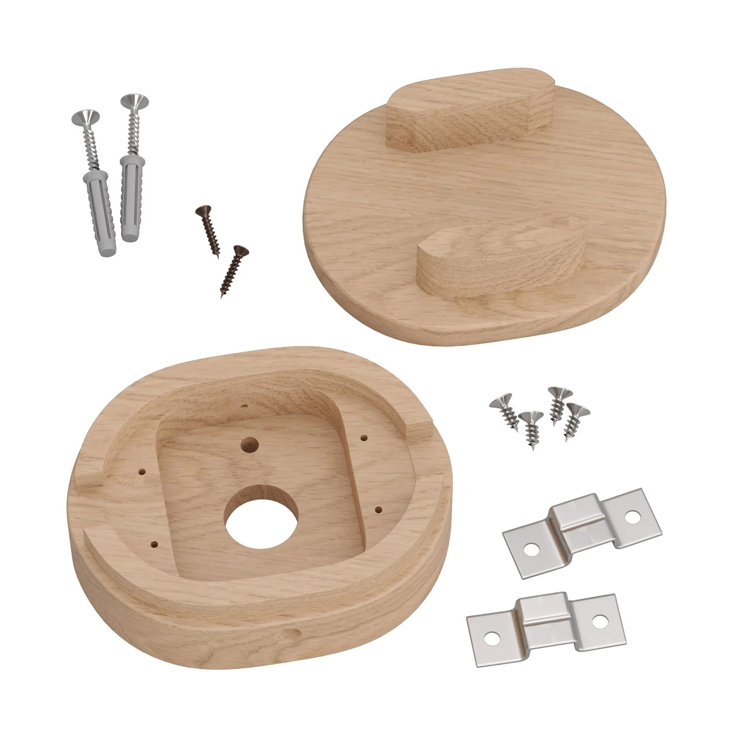 Ovale Rosette aus Holz mit 2 seitlichen Löchern für Lichterkettenkabel und Filé-System. Made in Italy – Naturell - Image 3