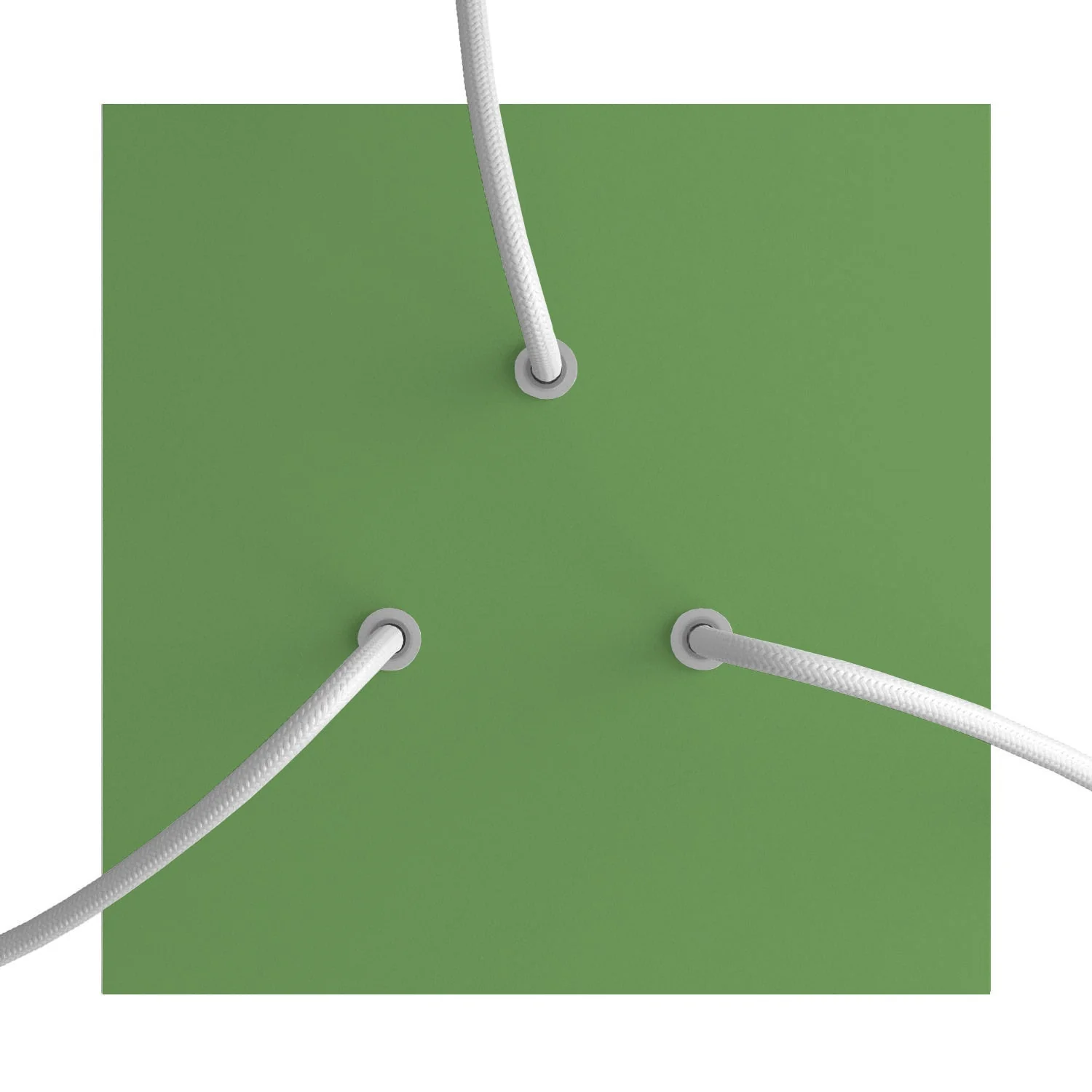 Lampenbaldachin Rose-One quadratisch, 200 mm mit 3 Löchern und 4 seitlichen Löchern – Wiesen-Grün - Image 2