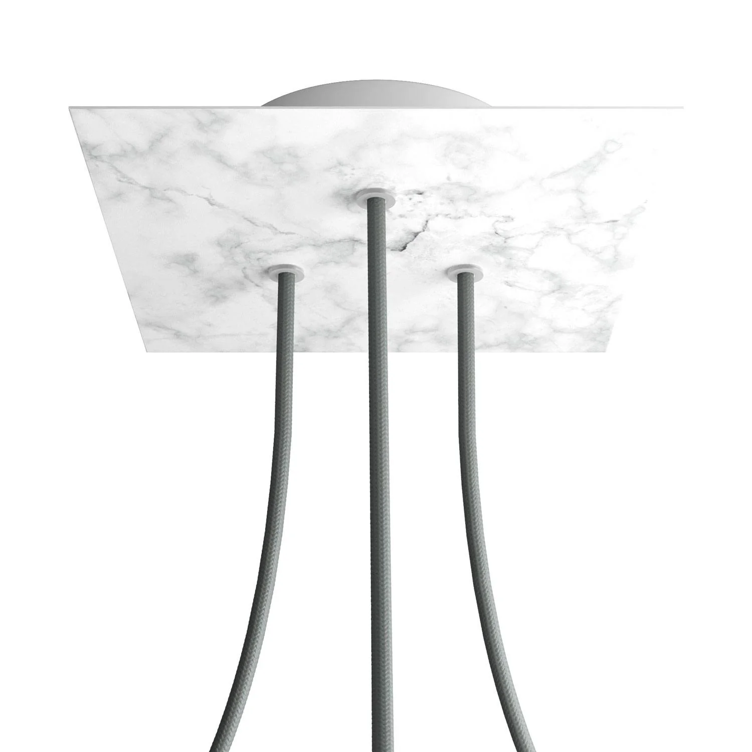 Rose-One quadratischer Baldachin, 200 mm mit 3 Löchern und 4 seitlichen Löchern - Carrara-Marmor