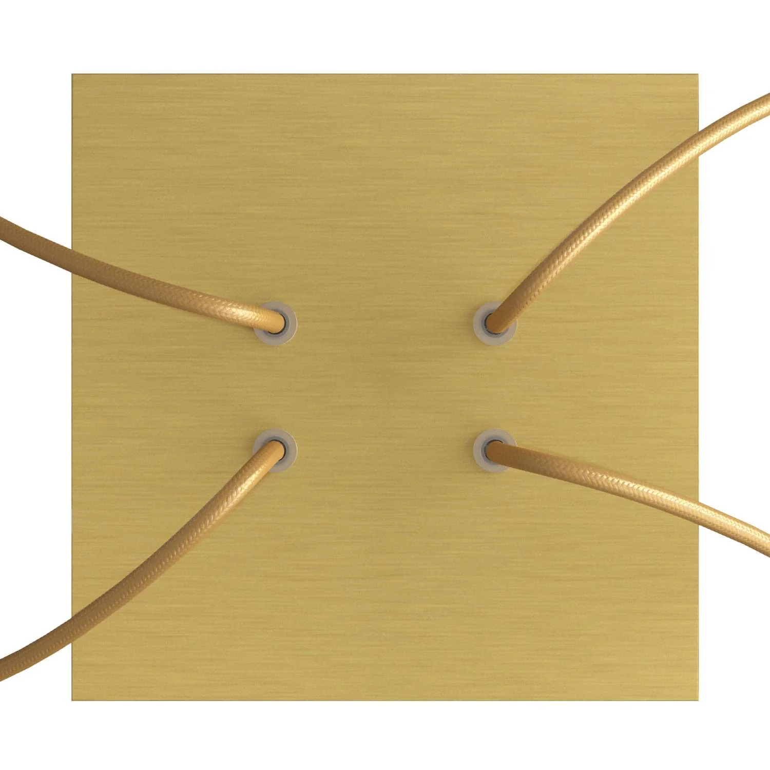 Lampenbaldachin Rose-One quadratisch, 200 mm mit 4 Löchern und 4 seitlichen Löchern – Dibond Satiniertes Messing - Image 2