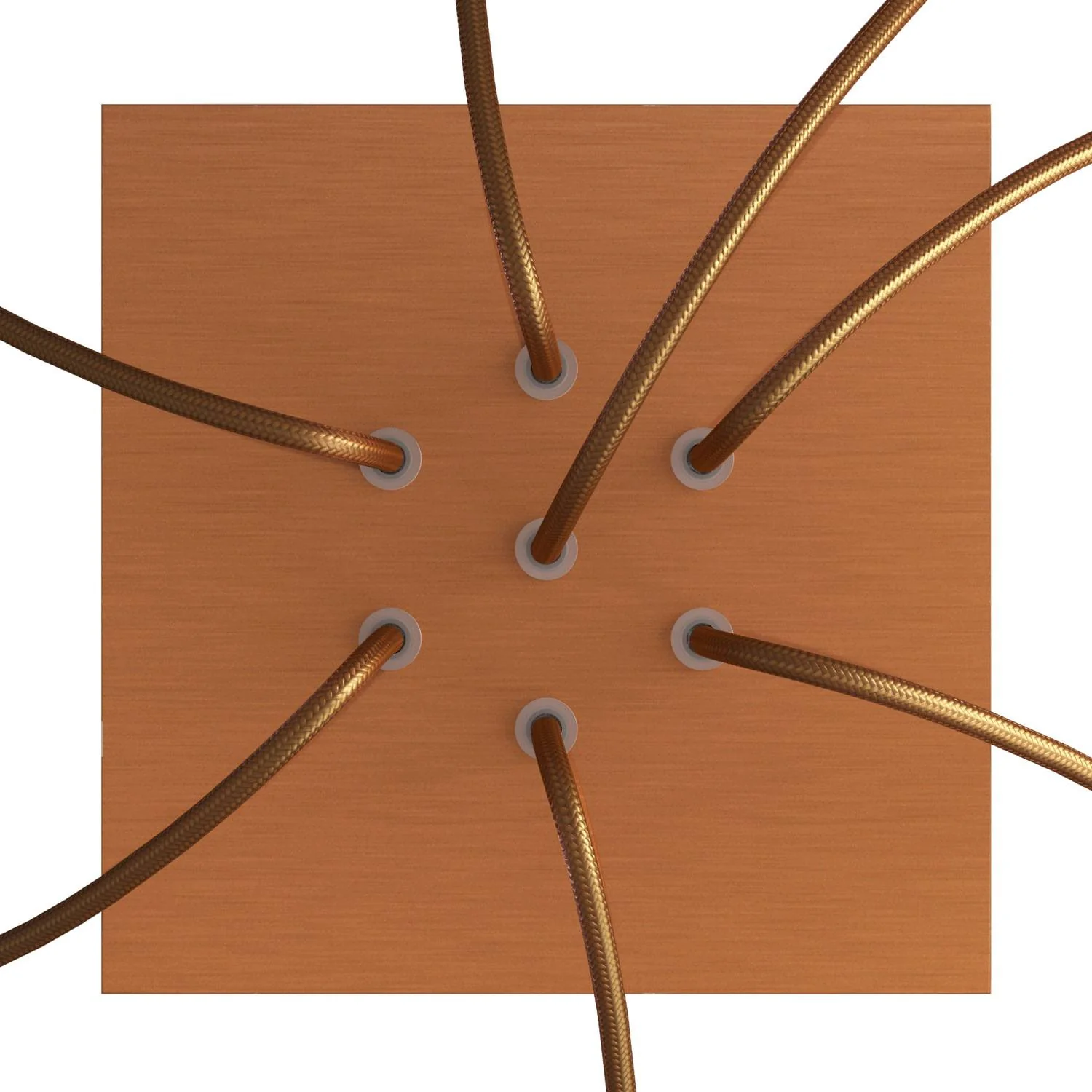 Rose-One quadratische Deckenrosette, 200 mm mit 7 Bohrungen und 4 seitlichen Bohrungen – Dibond Kupfer satiniert - Image 2