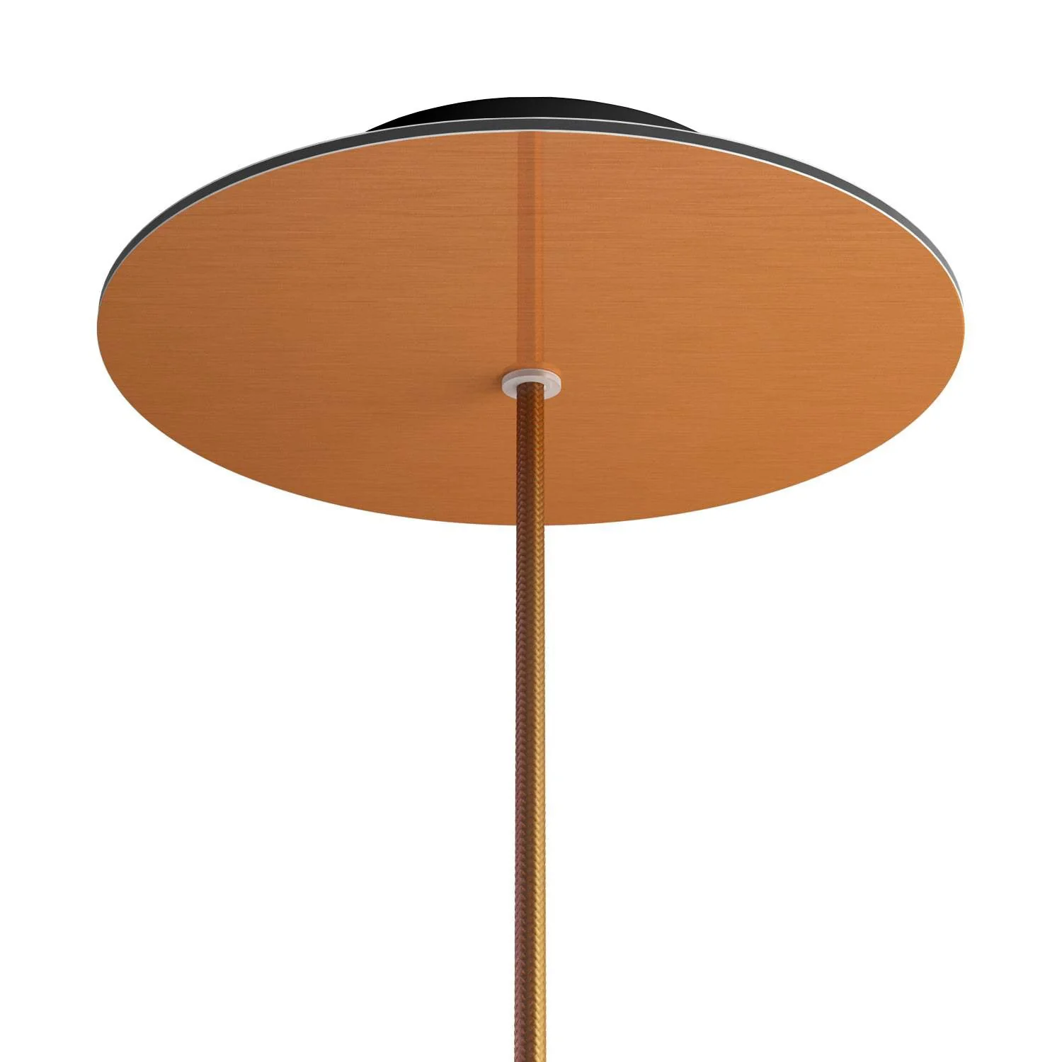 Lampenbaldachin Rose-One rund, Durchmesser 200 mm mit 1 Loch und 4 seitlichen Löchern – Dibond Kupfer satiniert - Image 8