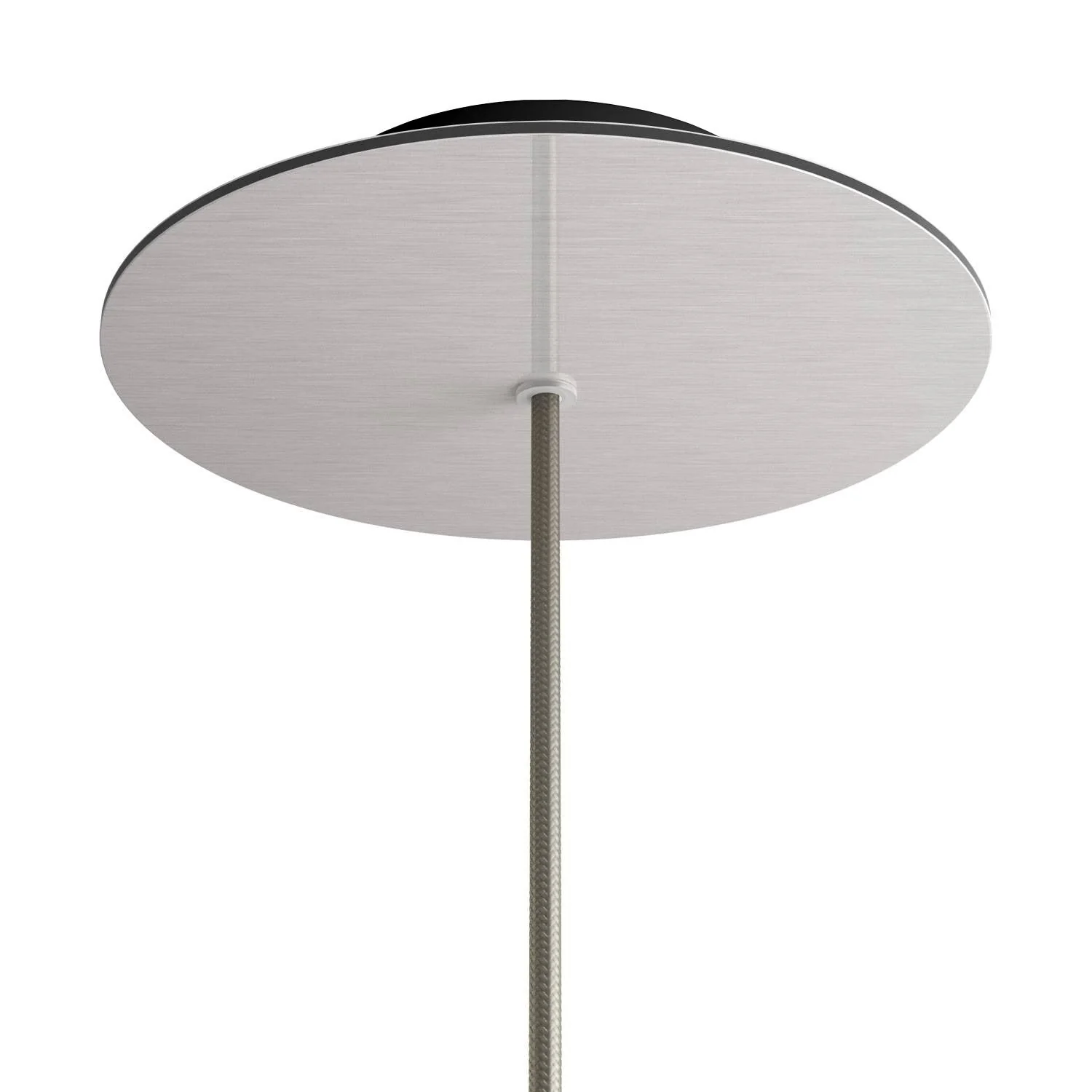 Runder Lampenbaldachin Rose-One, Durchmesser 200 mm mit 1 Loch und 4 seitlichen Löchern – Dibond gebürsteter Stahl - Image 8