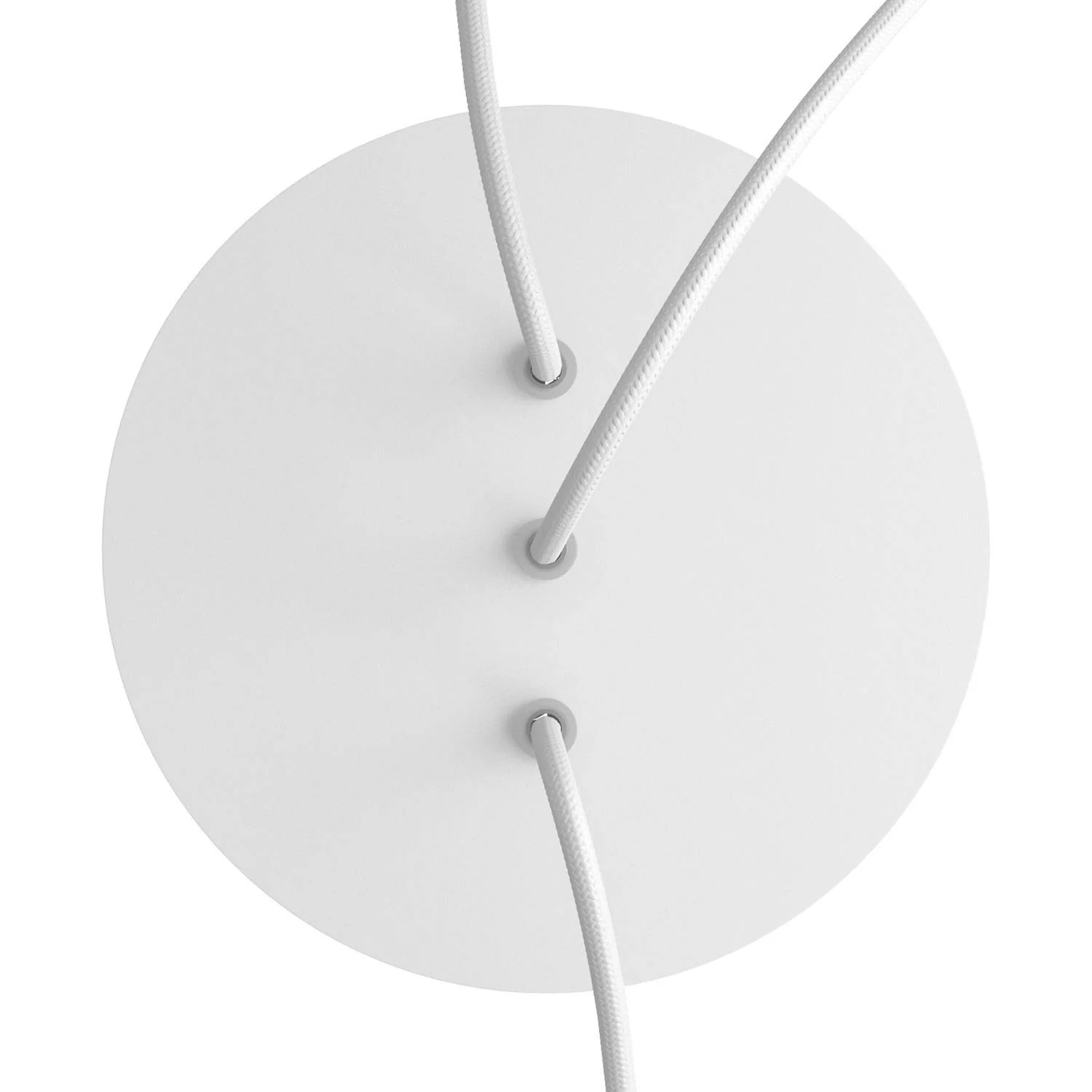 Runder Rose-One Baldachin, Durchmesser 200 mm mit 3 Löchern in Reihe und 4 seitlichen Löchern – Mattweiß - Image 2