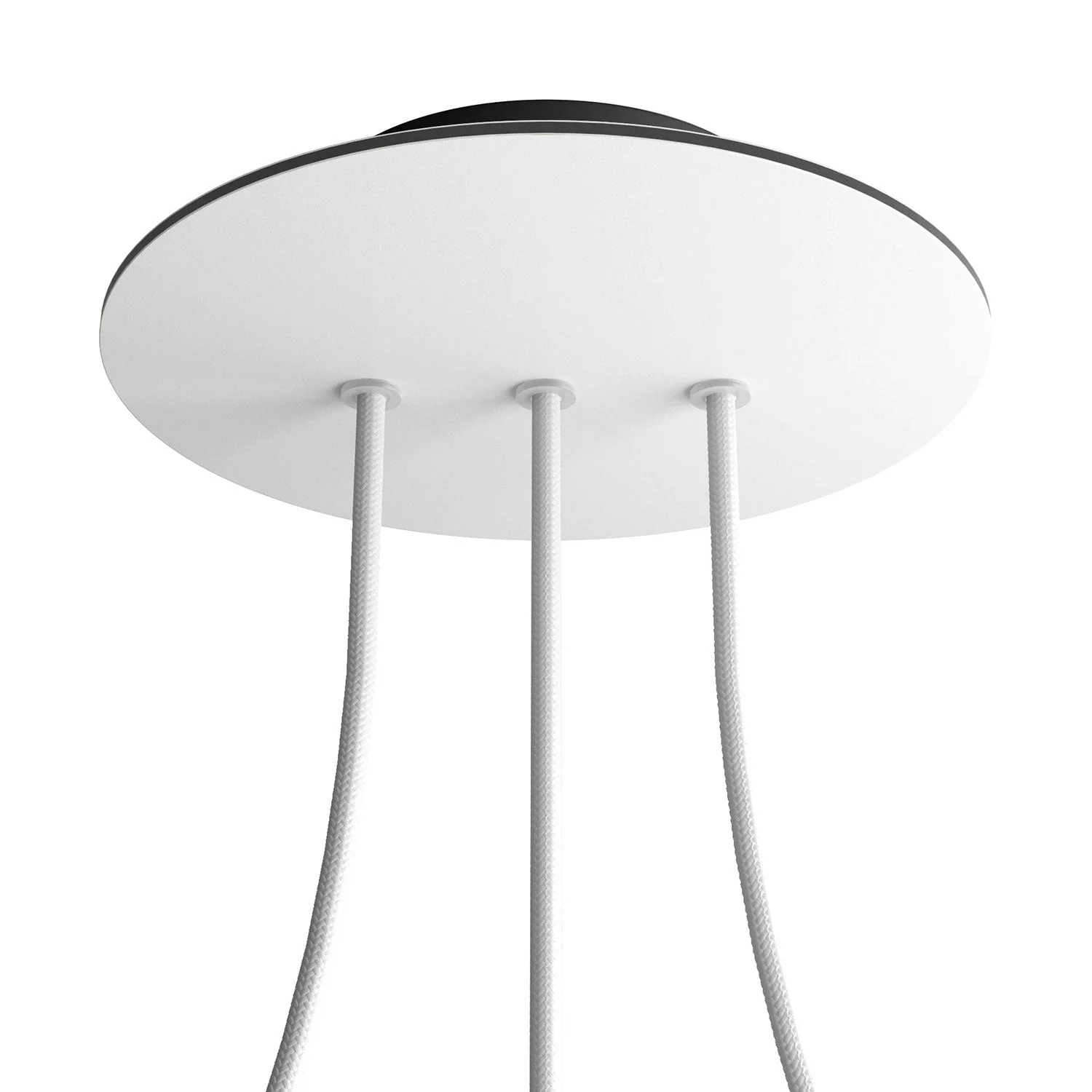 Runder Rose-One Baldachin, Durchmesser 200 mm mit 3 Löchern in Reihe und 4 seitlichen Löchern – Mattweiß - Image 8