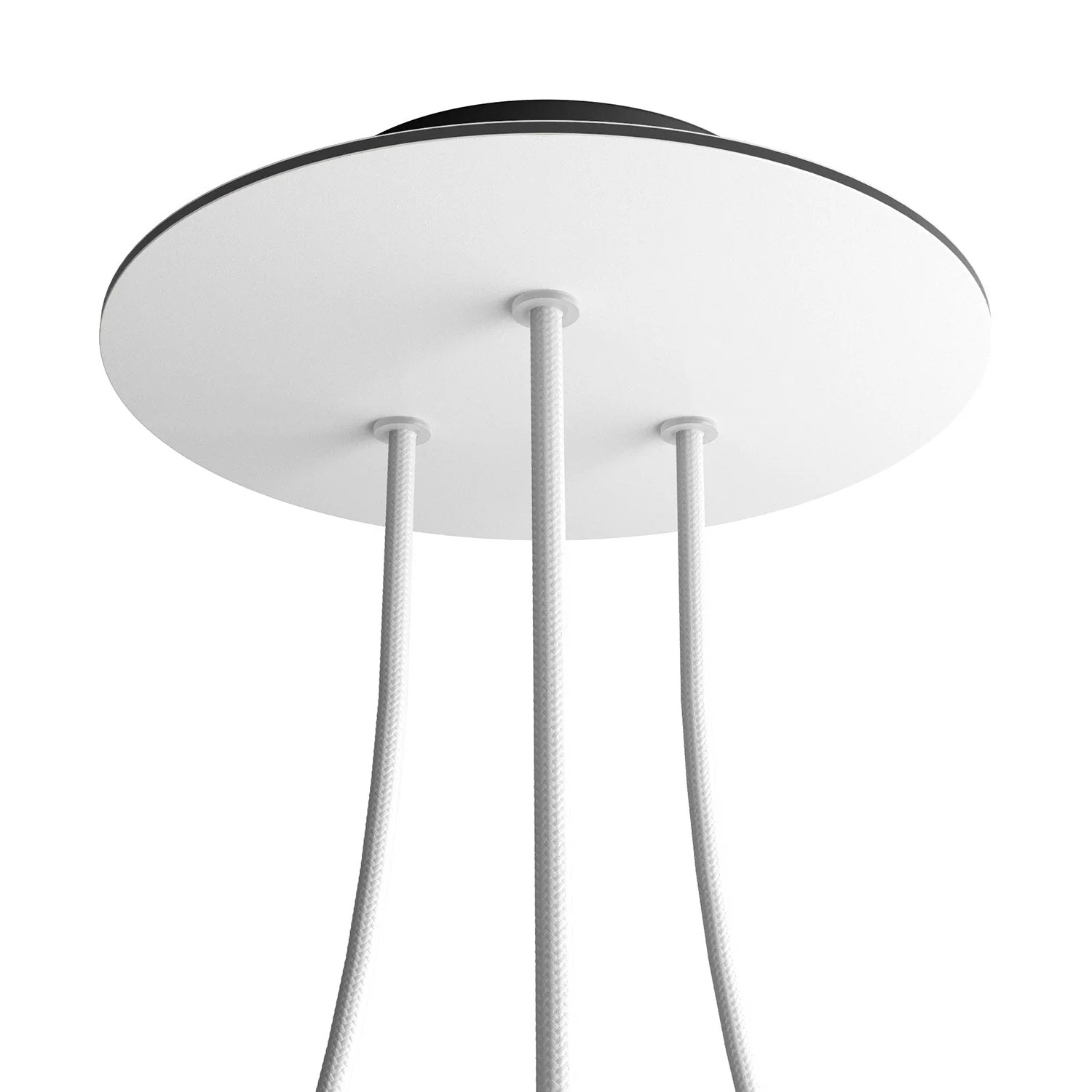 Lampenbaldachin Rose-One rund, Durchmesser 200 mm mit 3 Löchern und 4 seitlichen Löchern – Mattweiß - Image 8