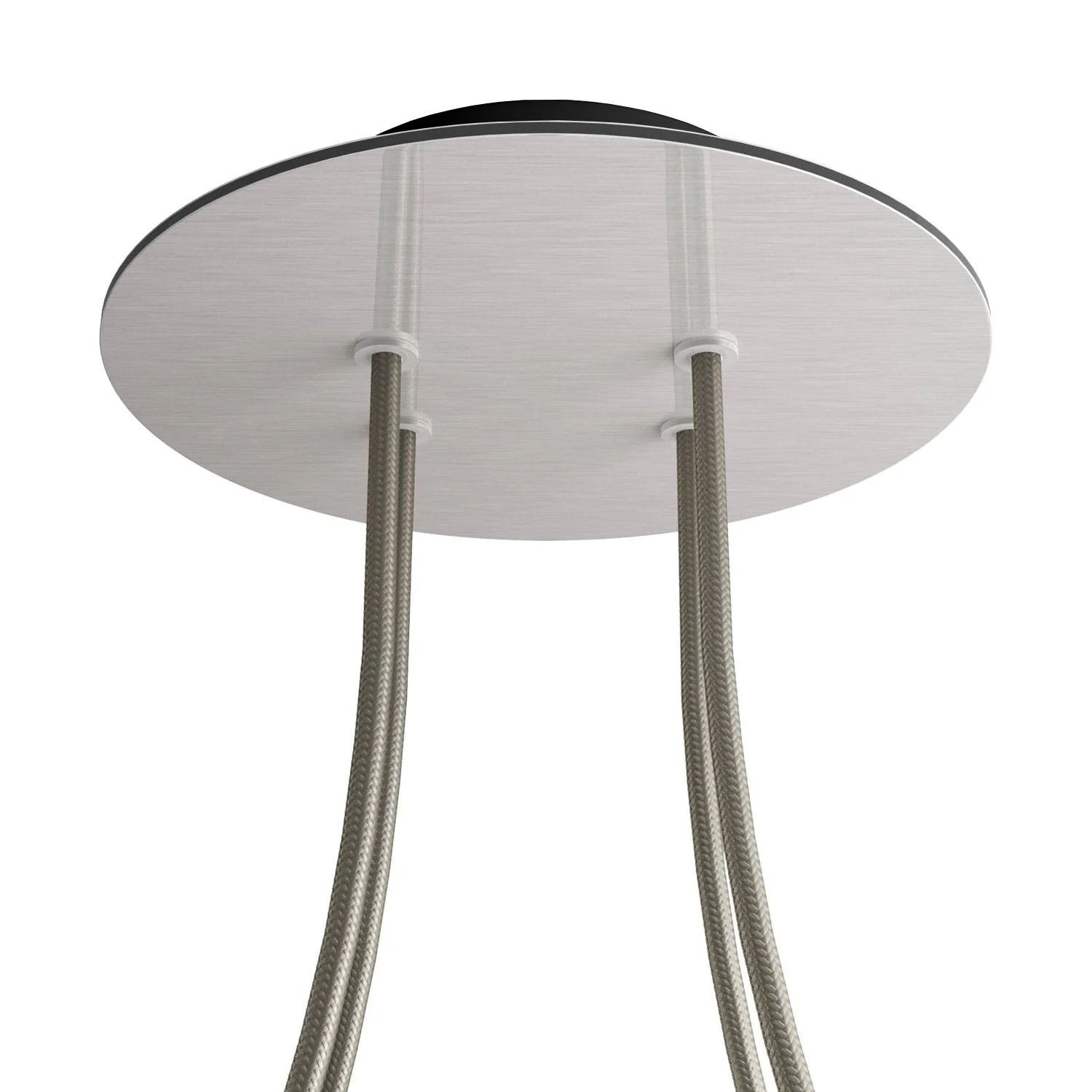 Lampenbaldachin Rose-One rund, Durchmesser 200 mm mit 4 Öffnungen und 4 seitlichen Öffnungen – Dibond Edelstahl satiniert - Image 8