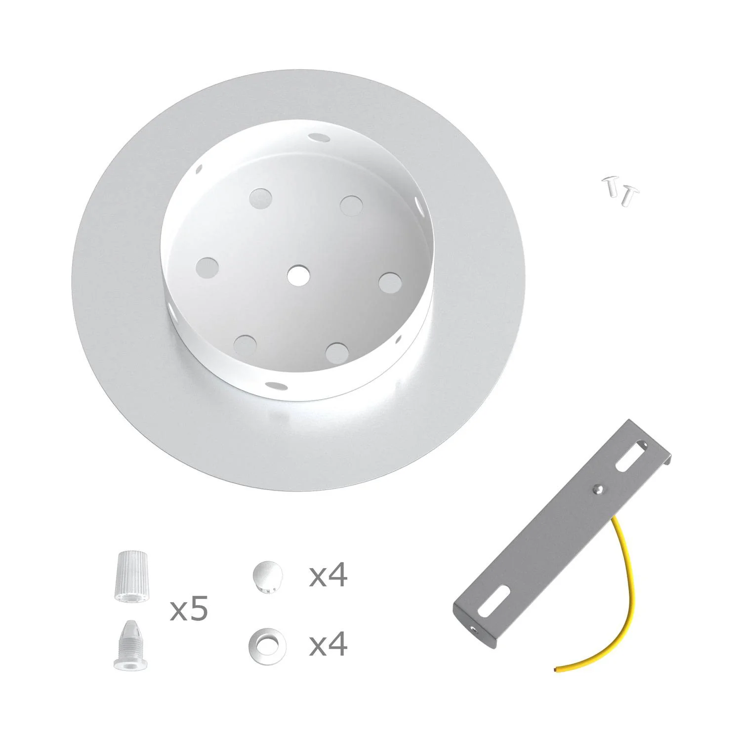 Lampenbaldachin Rose-One rund, Durchmesser 200 mm mit 5 Löchern und 4 seitlichen Löchern – Dibond Kupfer satiniert - Image 6