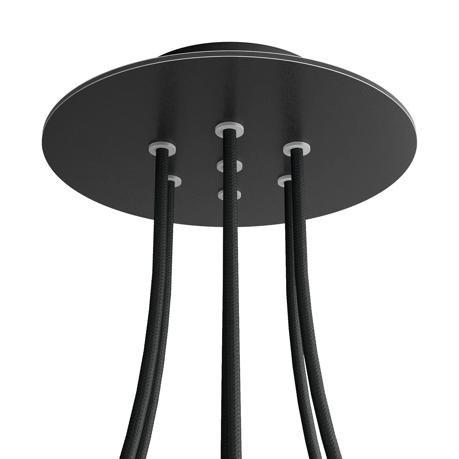 Runder Lampenbaldachin Rose-One, Durchmesser 200 mm mit 7 Löchern und 4 seitlichen Löchern – Mattschwarz - Image 8