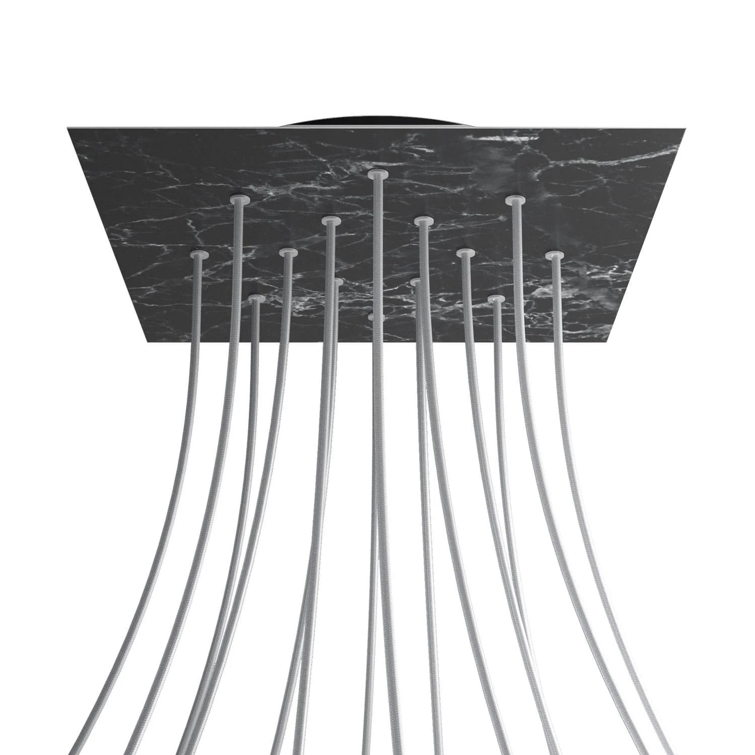 XXL Baldachin Rose-One quadratisch, 400 mm mit 14 Öffnungen und 4 seitlichen Öffnungen – Marquina Marmor - Image 8