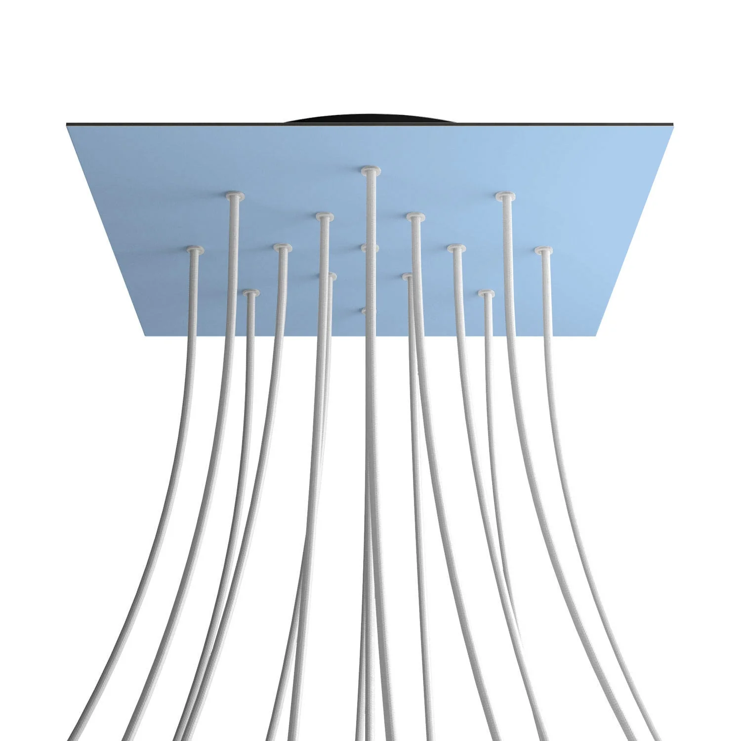 Lampenbaldachin XXL Rose-One quadratisch, 400 mm mit 15 Löchern und 4 seitlichen Löchern - Zuckerpapier-Blau - Image 8