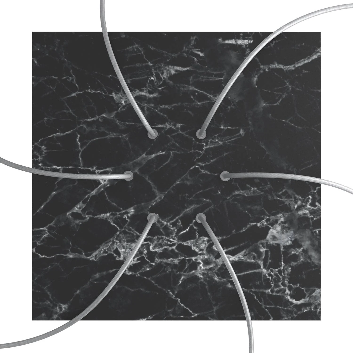 Rosone XXL Rose-One quadratisch, 400 mm mit 6 Löchern und 4 seitlichen Löchern – Marmor Marquina - Image 2