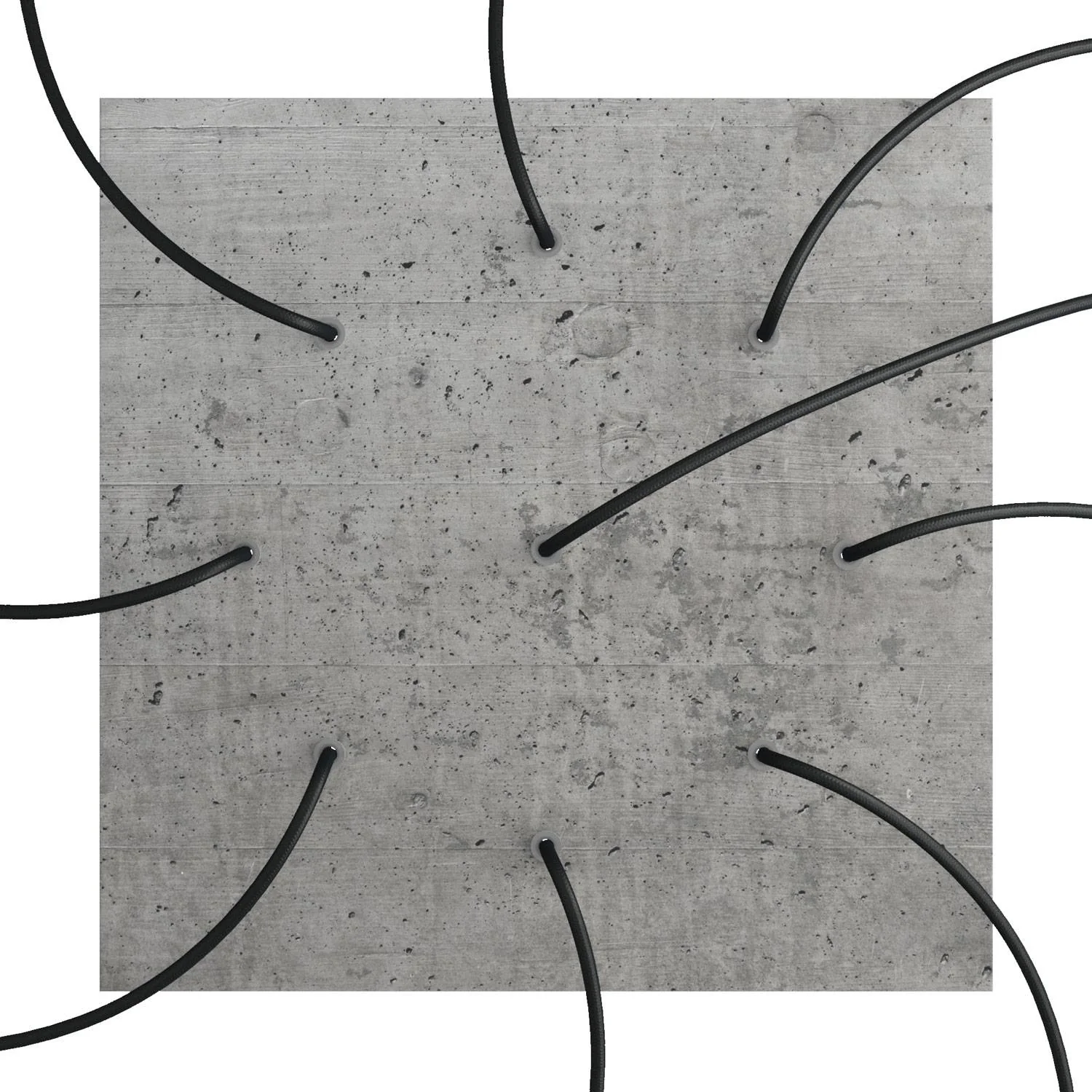 Lampenbaldachin XXL Rose-One quadratisch, 400 mm mit 9 Löchern und 4 seitlichen Löchern – Beton - Image 2