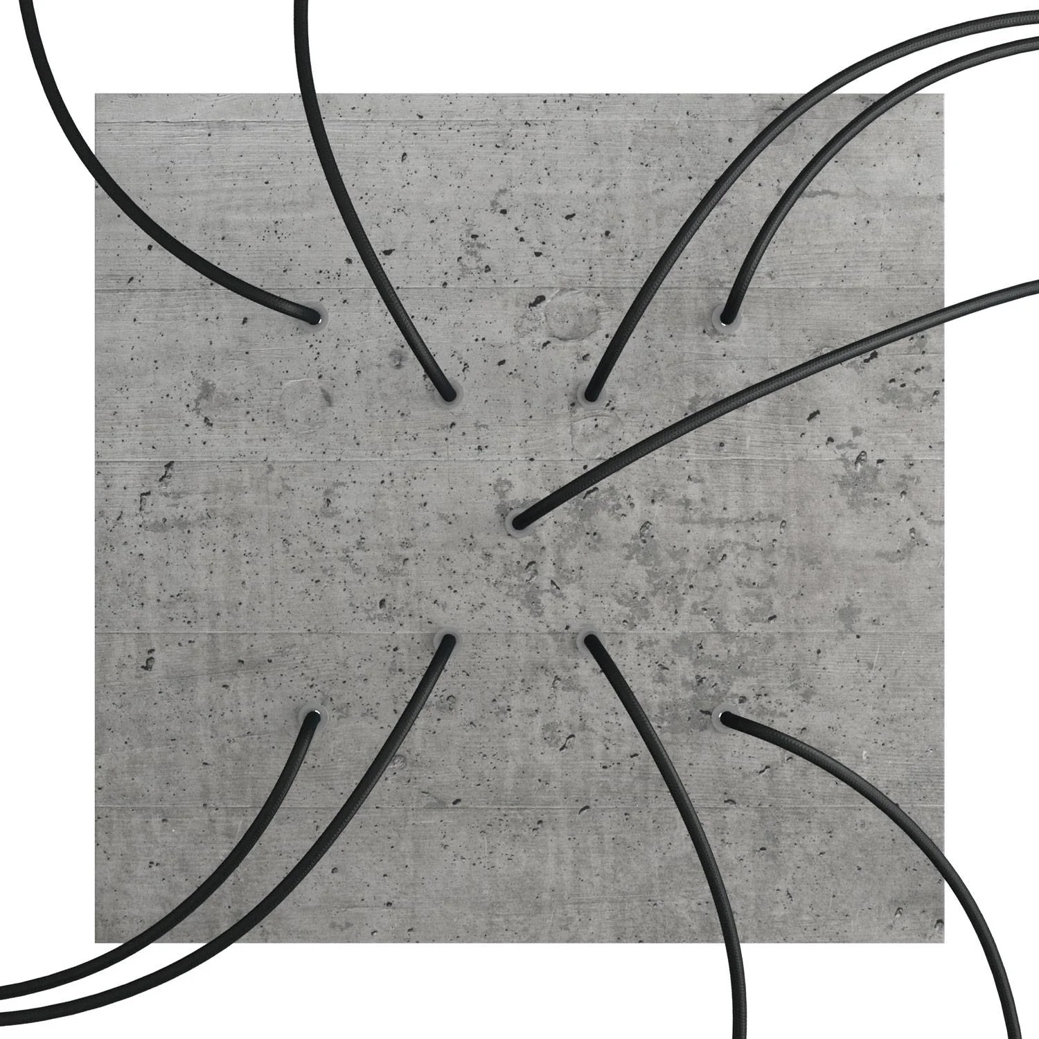 Lampenbaldachin XXL Rose-One quadratisch, 400 mm mit 9 X-Löchern und 4 seitlichen Löchern – Beton - Image 2