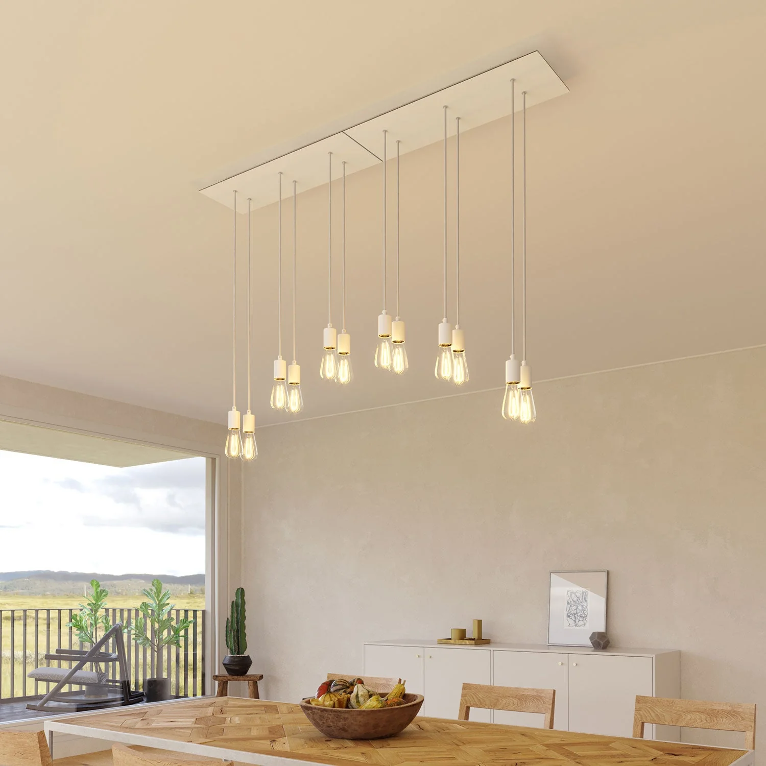 XXL-Deckenbaldachin Rose-One rechteckig mit 6 Löchern plus 6 seitliche Löcher, Maße 675 x 225 mm  – Mattweißes Dibond - Image 4