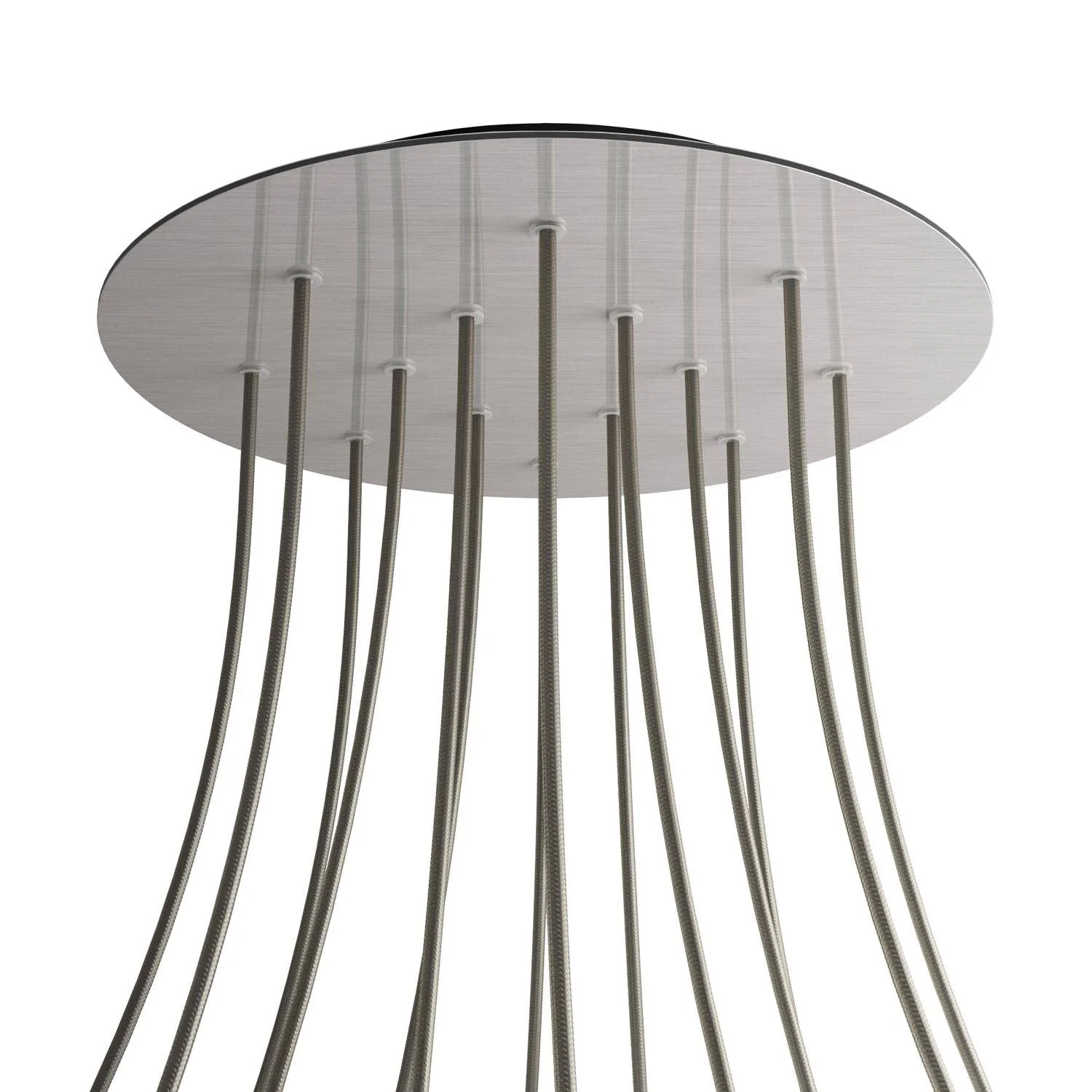 Lampenbaldachin XXL Rose-One rund, Durchmesser 400 mm mit 14 Öffnungen und 4 seitlichen Öffnungen – Dibond satiniertes Stahl - Image 8