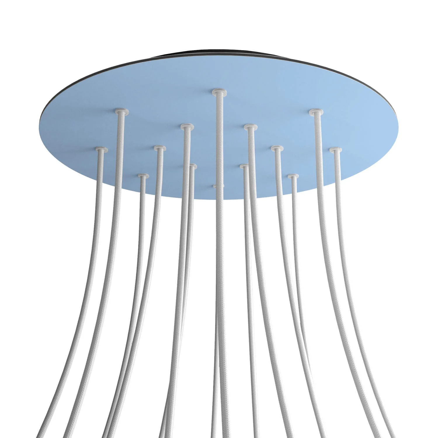 XXL Lampenbaldachin Rose-One rund, Durchmesser 400 mm mit 14 Löchern und 4 seitlichen Löchern – Zuckerpapier Blau - Image 8