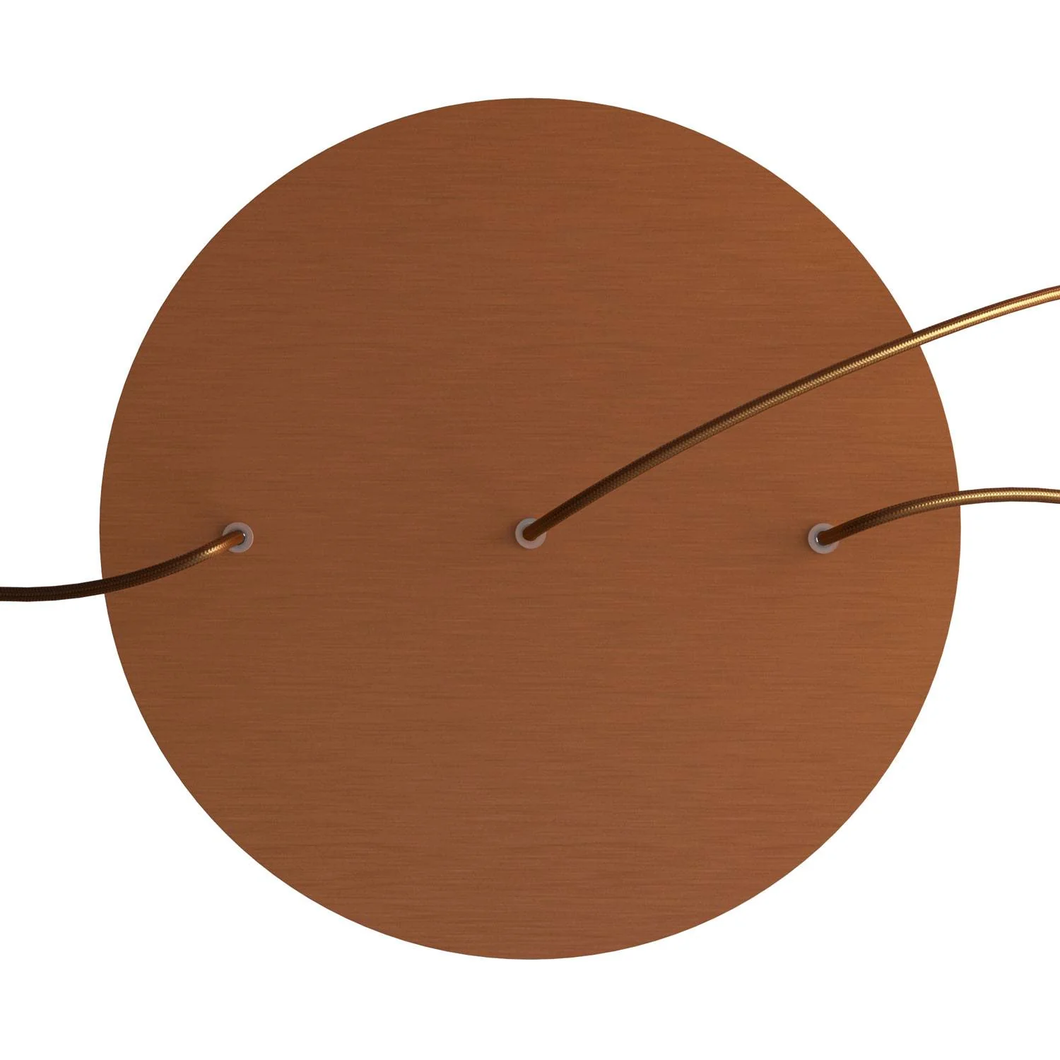 Lampenbaldachin XXL Rose-One rund, Durchmesser 400 mm mit 3 Löchern in Linie und 4 seitlichen Löchern - Dibond Kupfer satiniert - Image 2