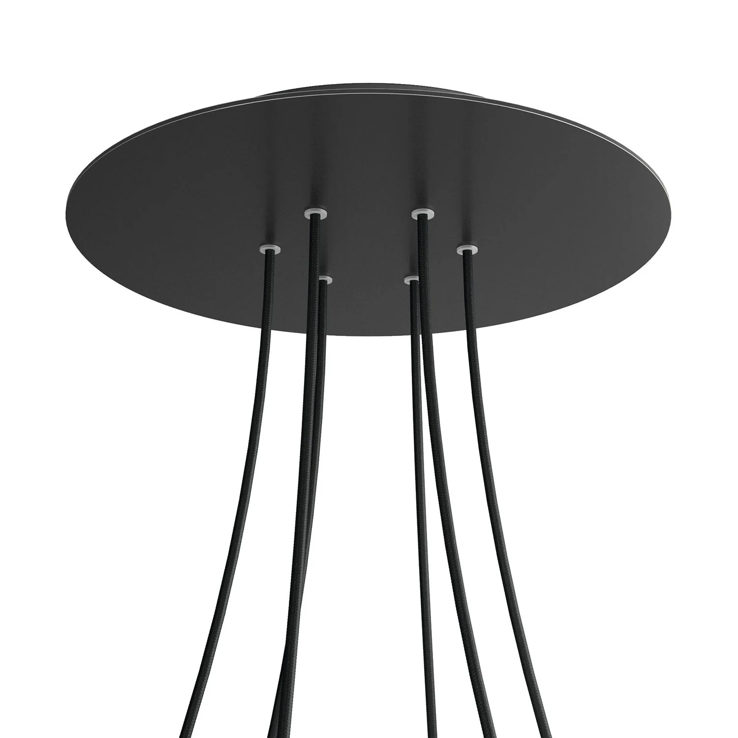 XXL Lampenbaldachin Rose-One rund, Durchmesser 400 mm mit 6 Löchern und 4 seitlichen Löchern – Schwarz matt - Image 8