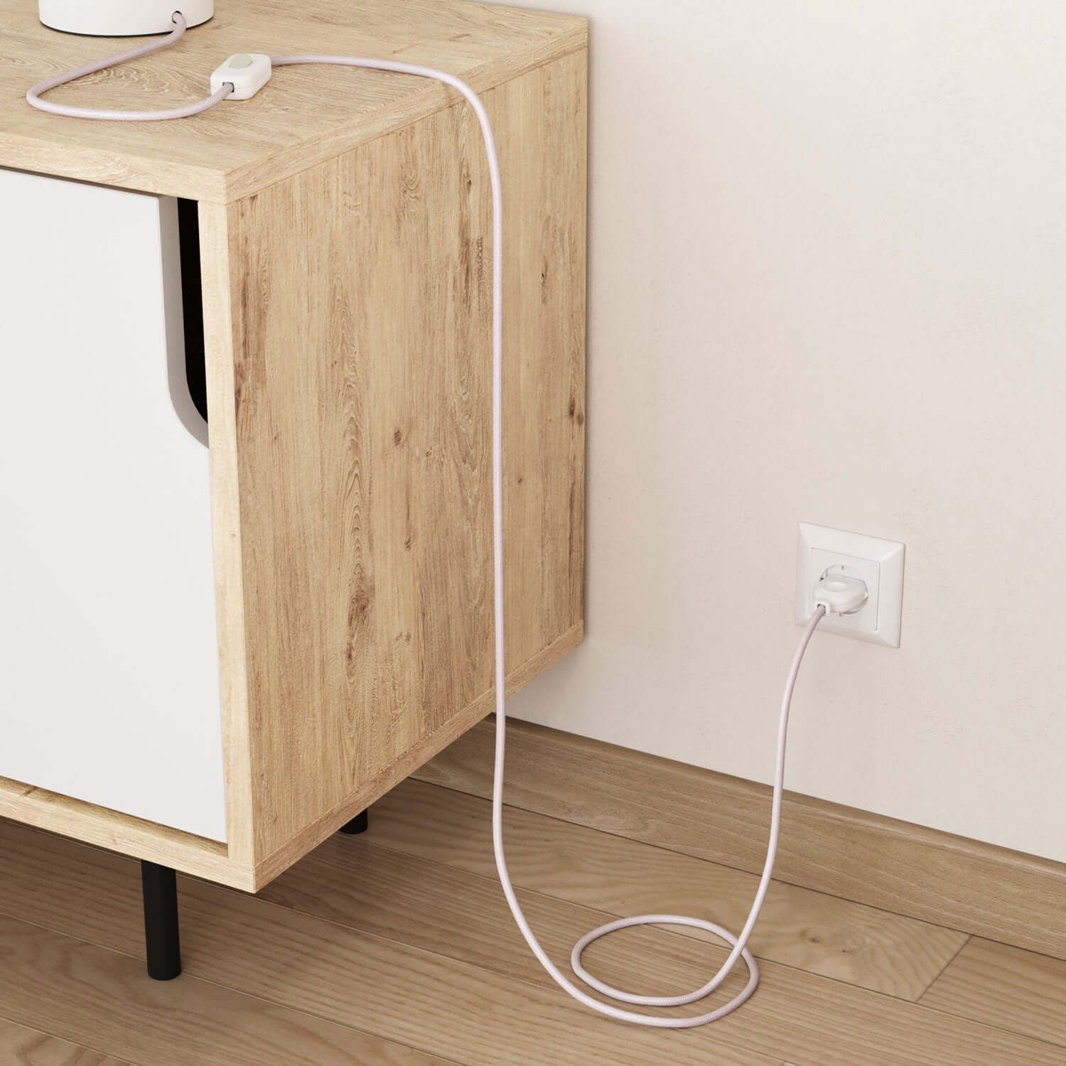 Beleuchtungskabel aus Baumwolle in Blassrosa – Das Original von Creative Cables, für offene Designinstallationen – RC16 - Image 3
