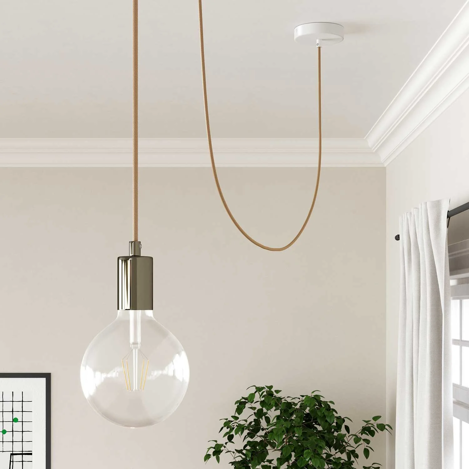 Stromkabel für Beleuchtung Optic Weiß und Whiskey Vertigo - Das Original von Creative Cables, für klassische und moderne Lampen - ERM49 - Image 4