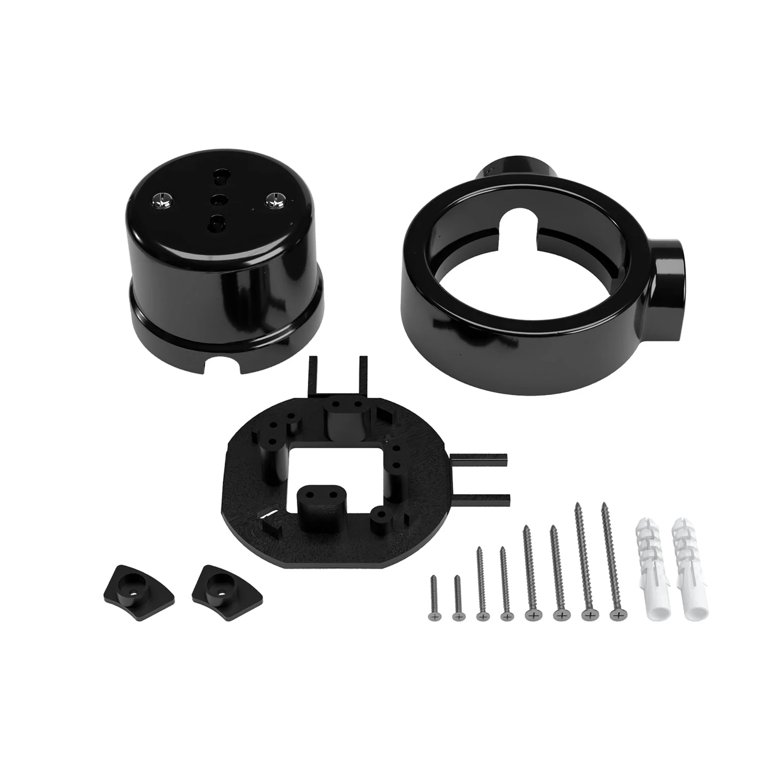 Kit Zweifach-Kombisteckdose (ital. Norm 10/16A) und Sockel für Creative-Tubes aus Porzellan – Schwarz - Image 10