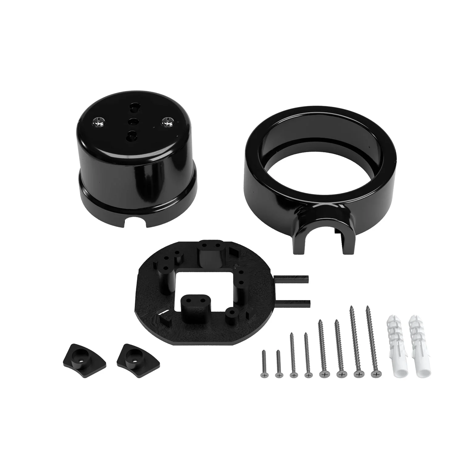 Kit Zweifach-Kombisteckdose (ital. Norm 10/16A) und Sockel für Creative-Tubes aus Porzellan – Schwarz - Image 3