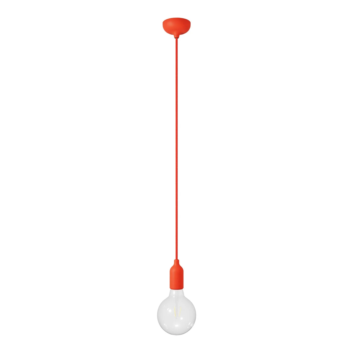 Bunte Pendelleuchte aus Silikon mit Textilkabel – Orange