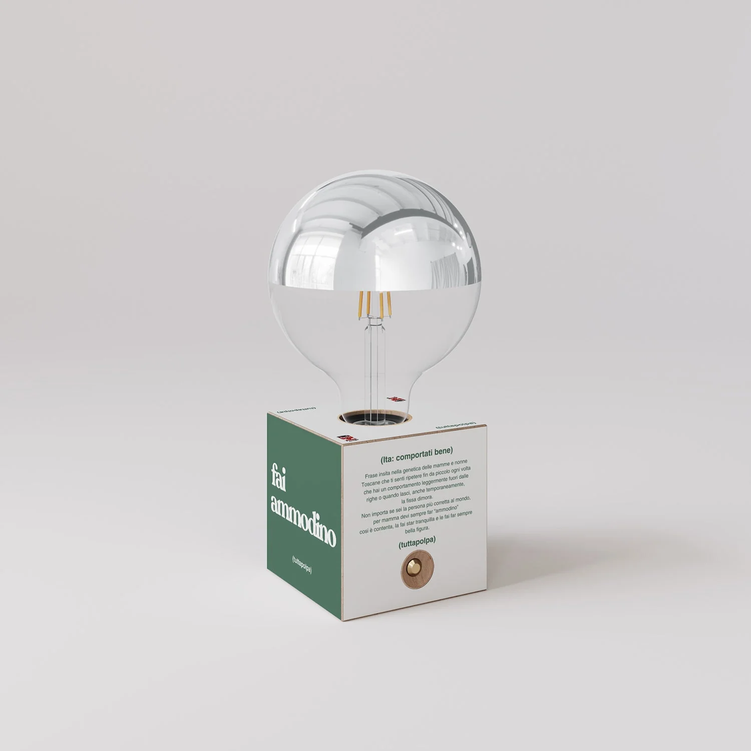Kabellose Batterie-Lampe Cabless03 „Fai ammodino“ mit halbglänzender Glühbirne in Silberkugel-Optik - Tuttapolpa - Image 3