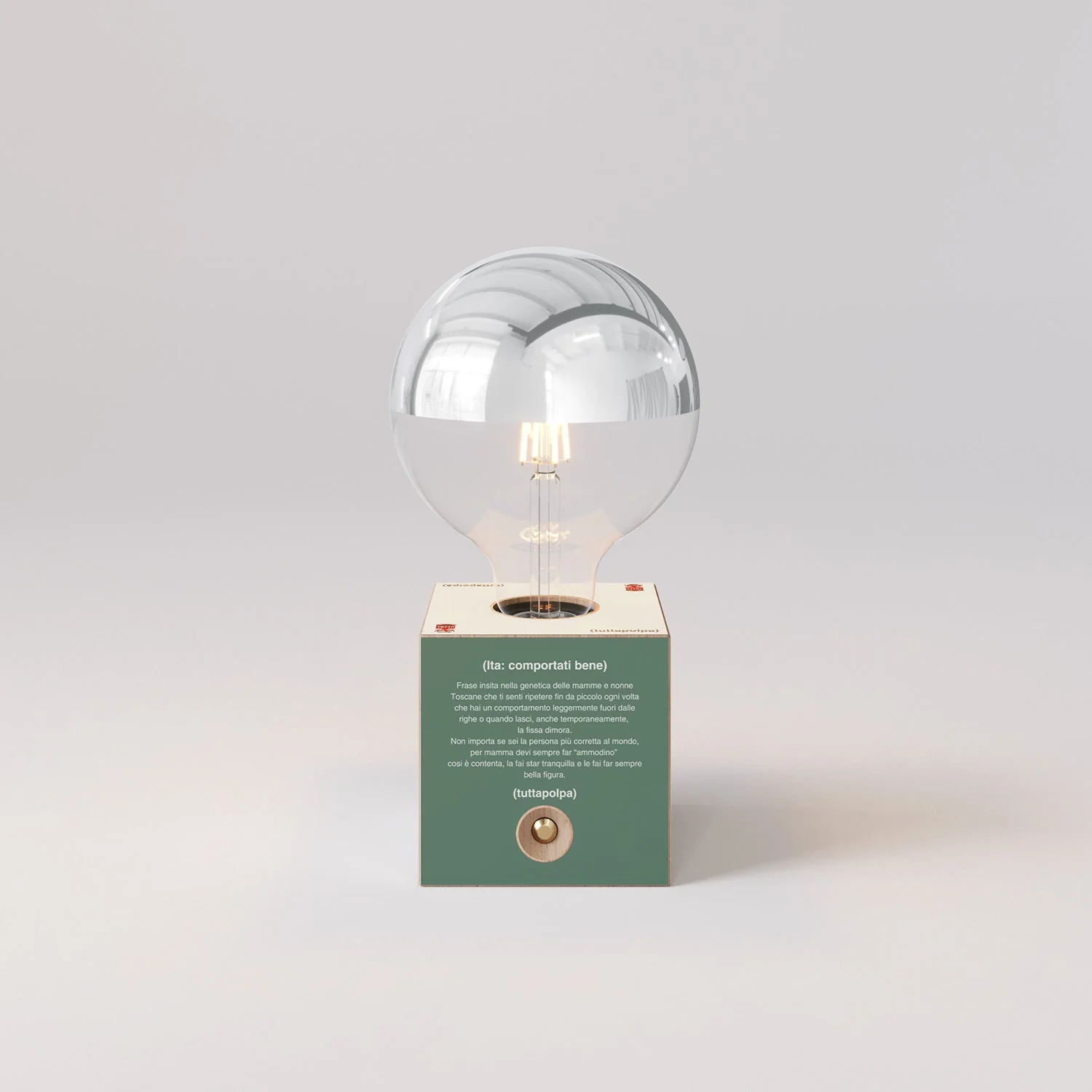Kabellose Batterie-Lampe Cabless03 „Fai ammodino“ mit halbglänzender Glühbirne in Silberkugel-Optik - Tuttapolpa - Image 4