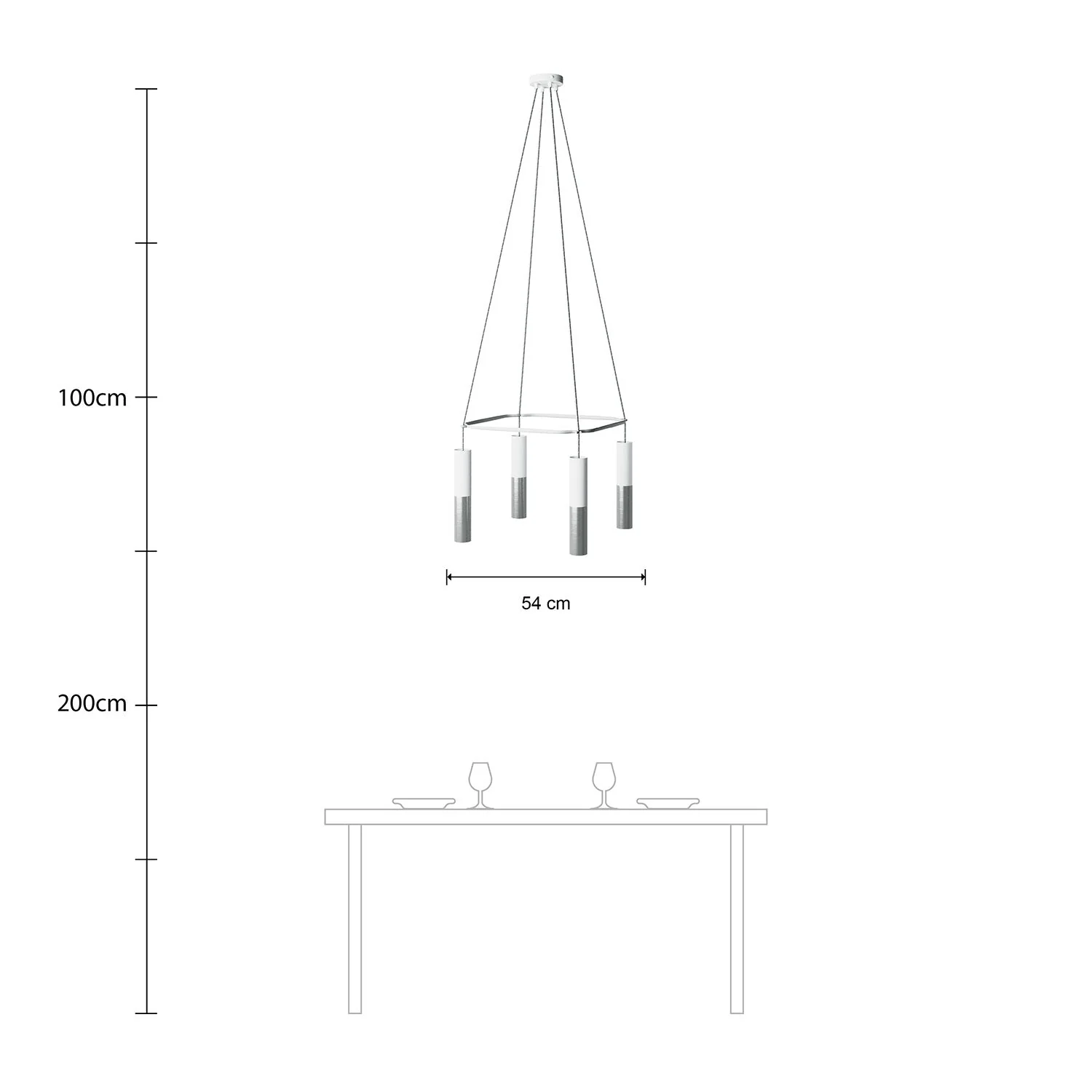 Kronleuchter Cage mit 4 Tub-E14-Doppelauslässen – Mattweiß - Image 6