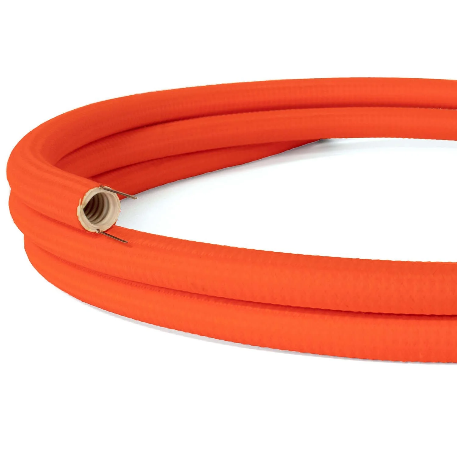 Creative-Tube, Durchmesser 20 mm, mit Stoffbezug RF15 Seiden-Effekt Leuchtorange, flexibel formbarer Kabelkanal.