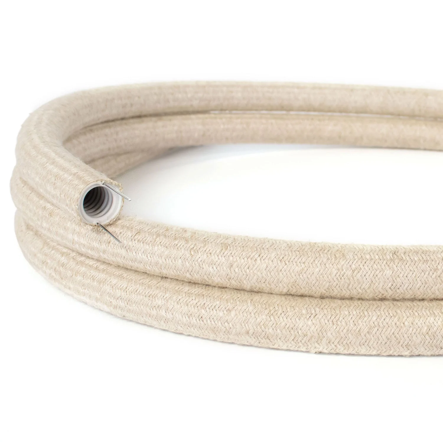 Creative-Tube flexibles Leerrohr, Neutral Natur Leinen RN01 Stoffummantelung, 20 mm Durchmesser