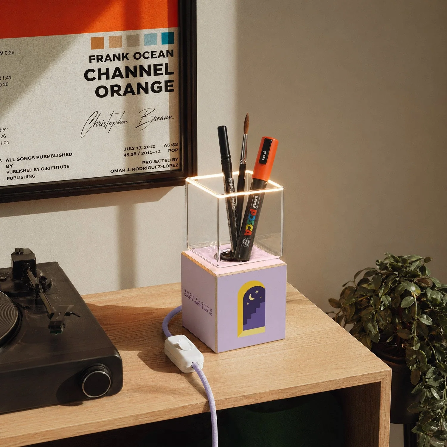 Cubetto-Tischlampe mit US-Stecker, „Buonanotte fiorellino“ Ghost-Glühbirne – Santomanifesto - Image 3