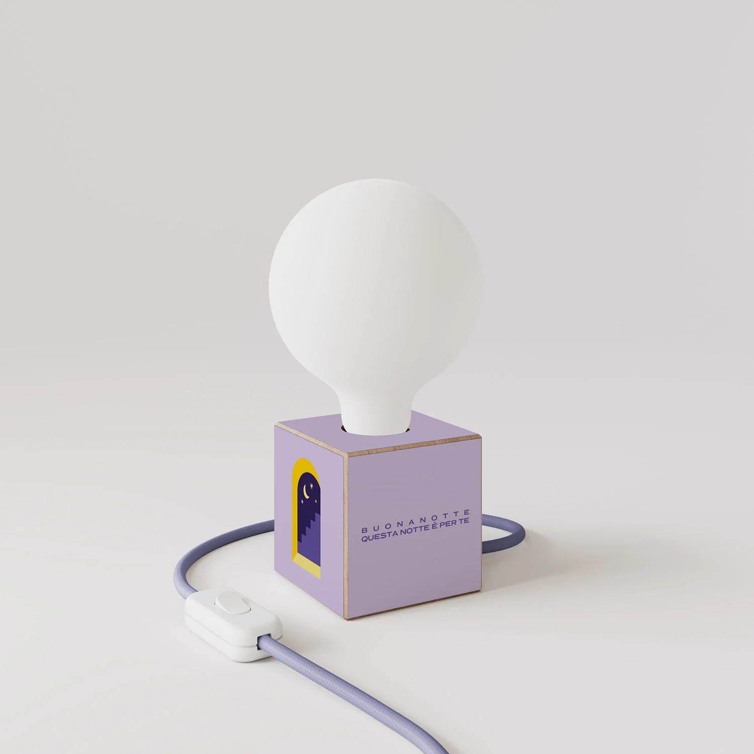 Cubetto Tischlampe mit US-Stecker, "Buonanotte fiorellino" Globus-Glühbirne in Porzellanoptik - Santomanifesto - Image 3
